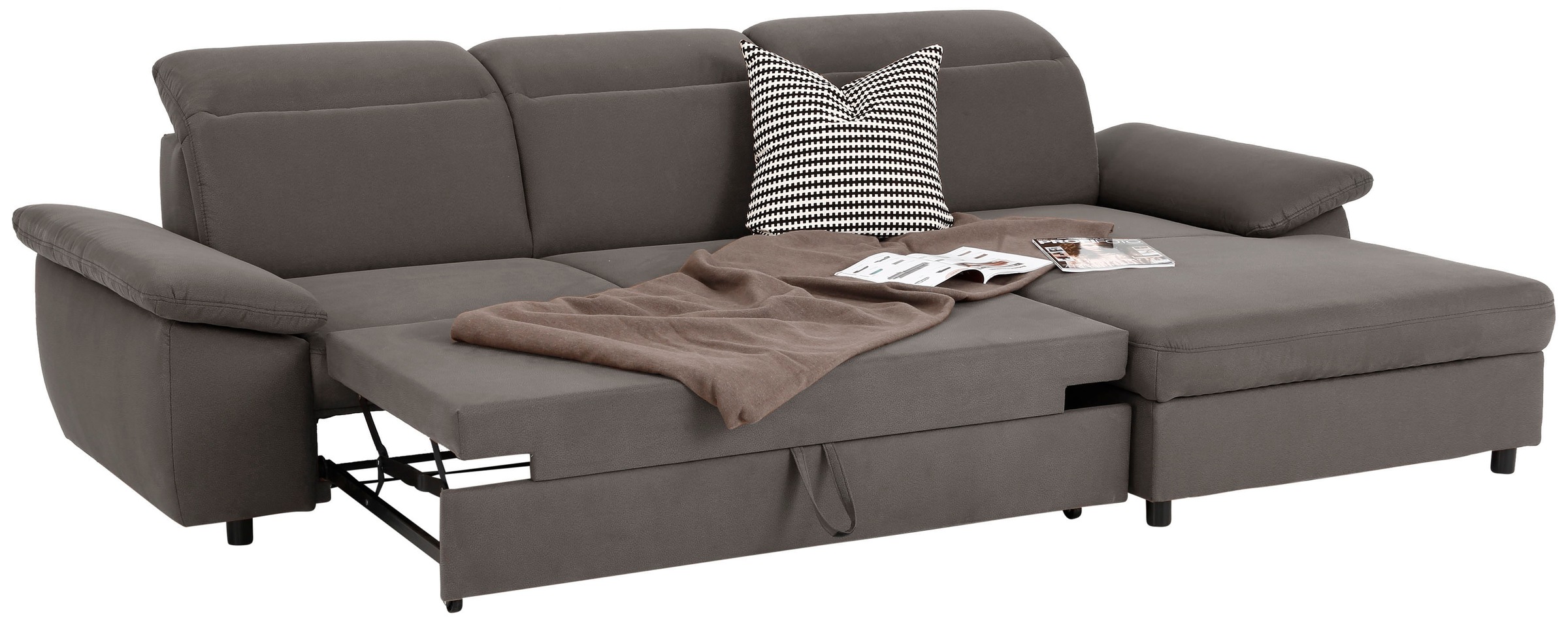 Home affaire Ecksofa »Mauritius L-Form«, mit Kopfteil- und Armlehnverstellung, mit Bettfunktion und Bettkasten