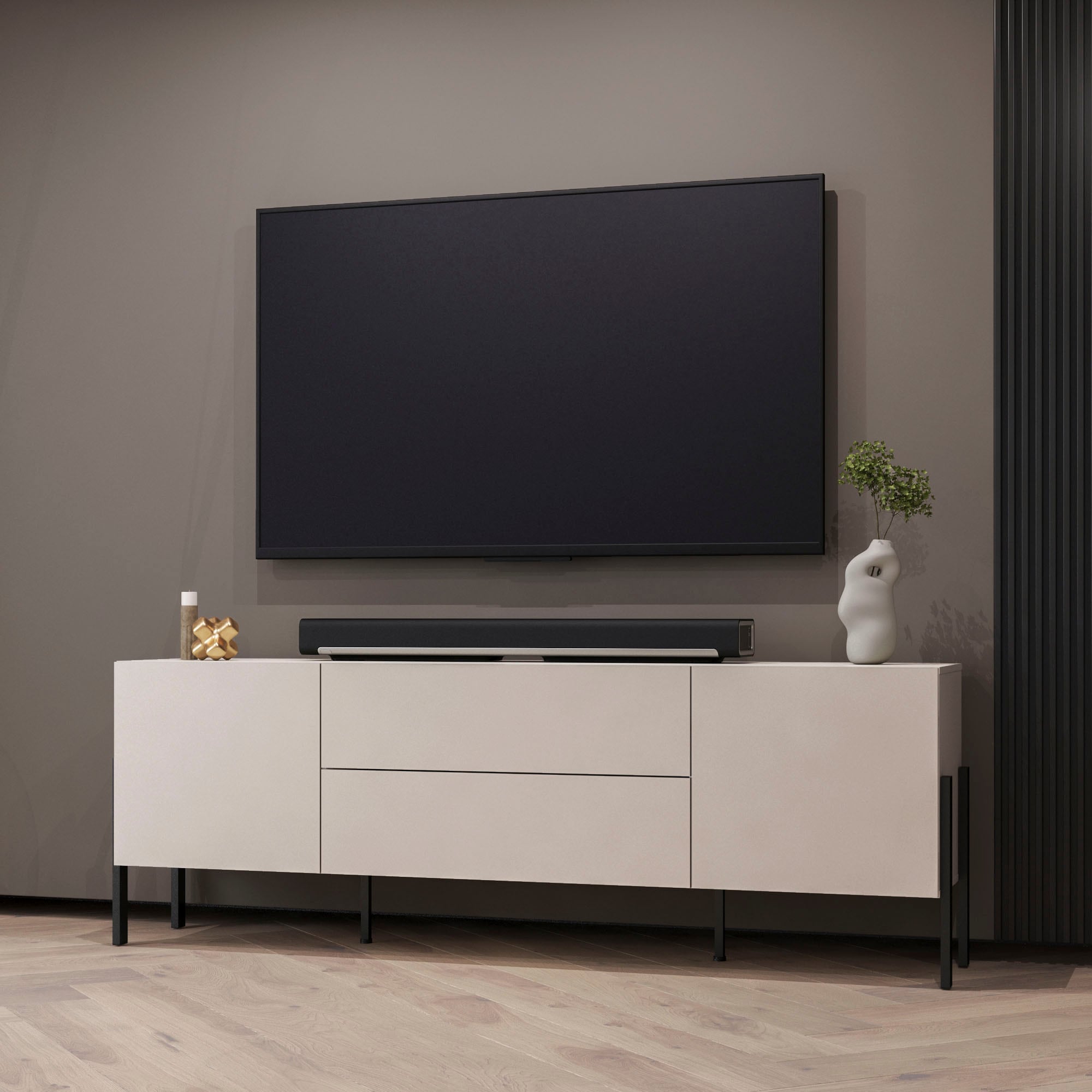 INOSIGN Lowboard »Jukon,Breite 200 cm, moderne grifflose TV-Kommode,2 Türen/2 Schubladen«, TV-Schrank mit viel Stauraum, TV-Board, push-to-open-Funktion