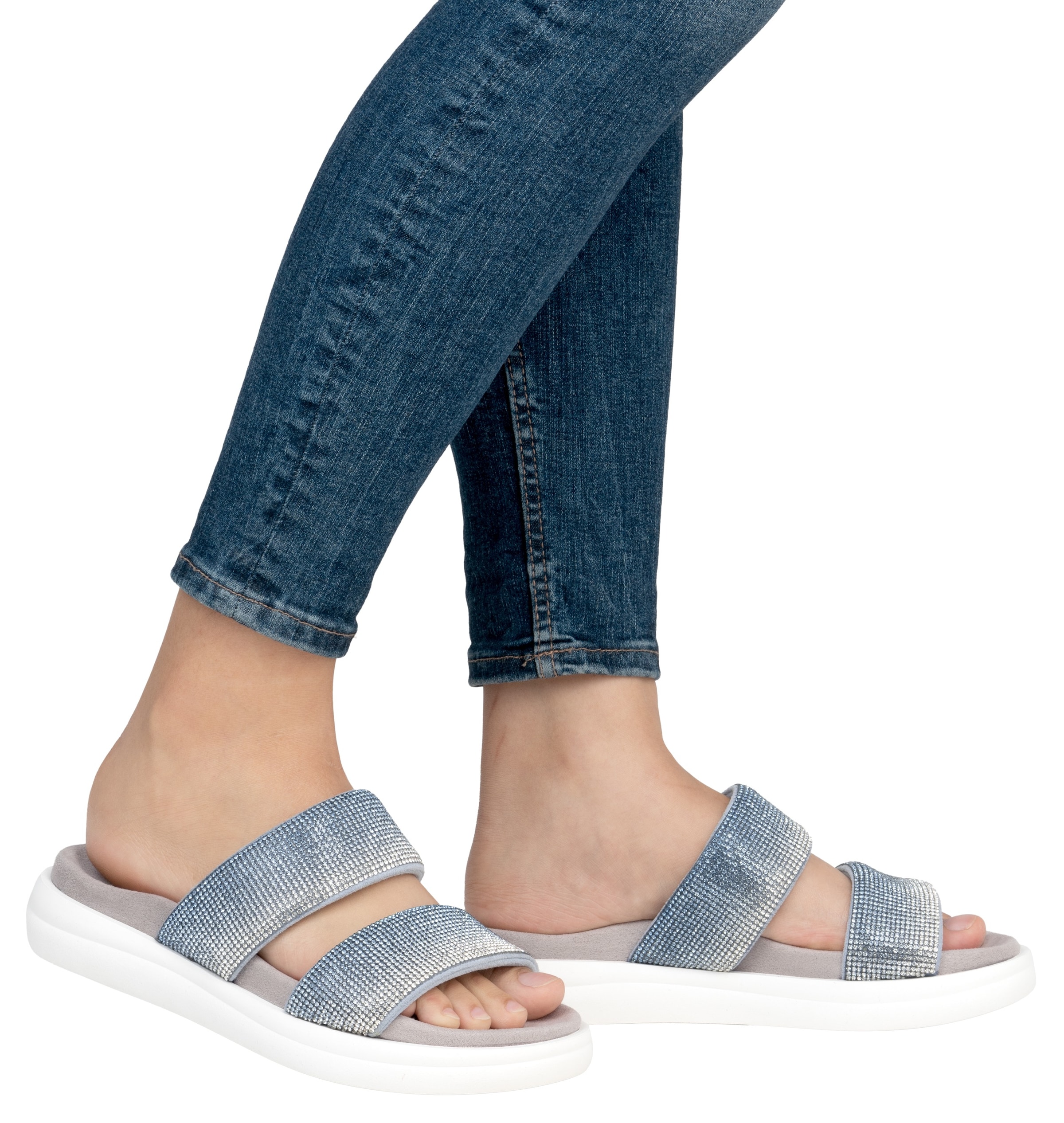 Remonte Pantolette, Plateau, Sommerschuh, Schlappen mit funkelenden Strasssteinen