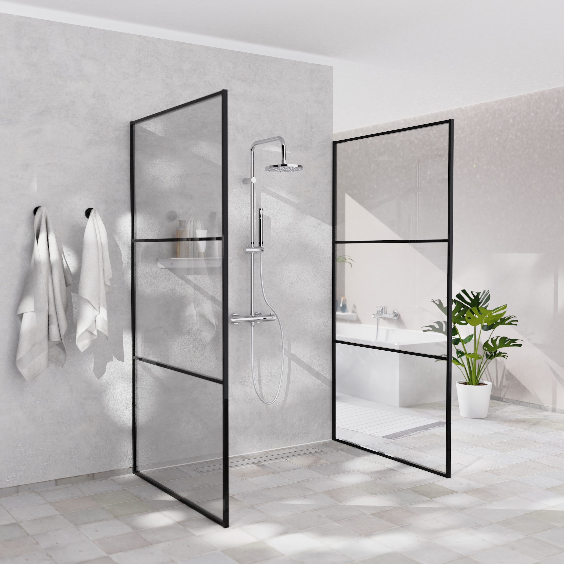 welltime Brausegarnitur »Porto« Duschsystem inkl. Thermostat mit Sicherheitssperre bei 38 °C., 