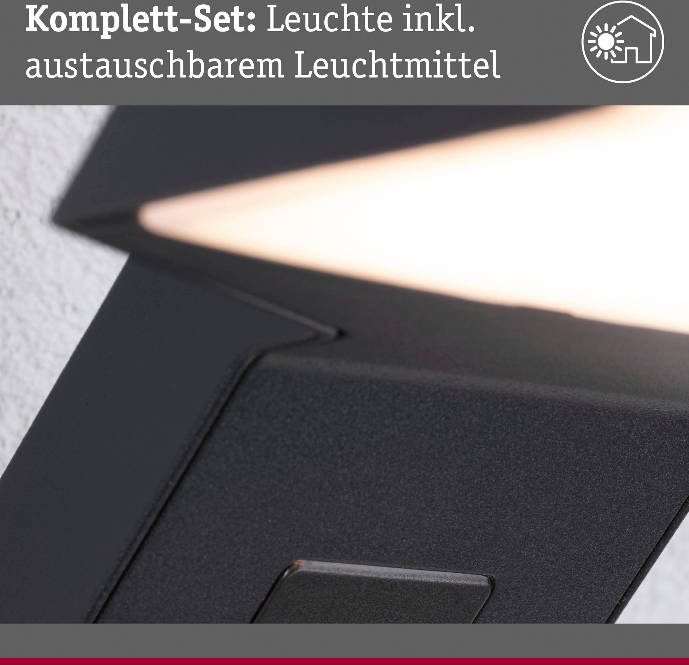 Paulmann LED Außen-Wandleuchte »Zenera 230V 3000K anthrazit«, 1 flammig, seewasserresistent
