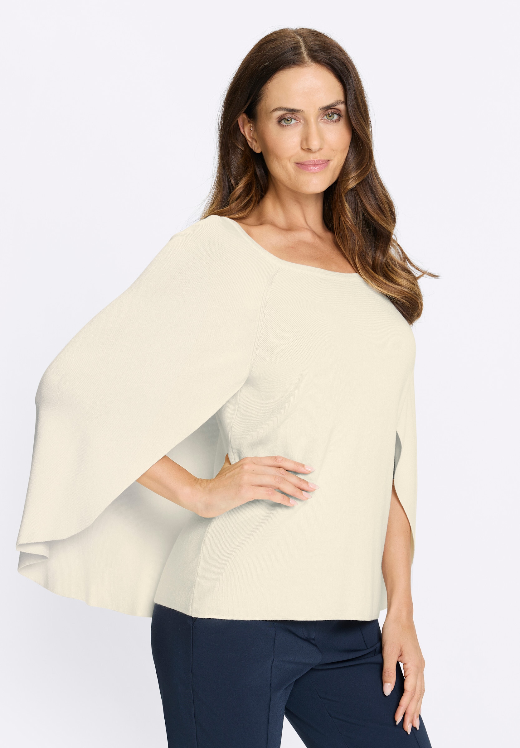 heine Strickpullover »Pullover Feinstrickpullover im Poncho-Style«