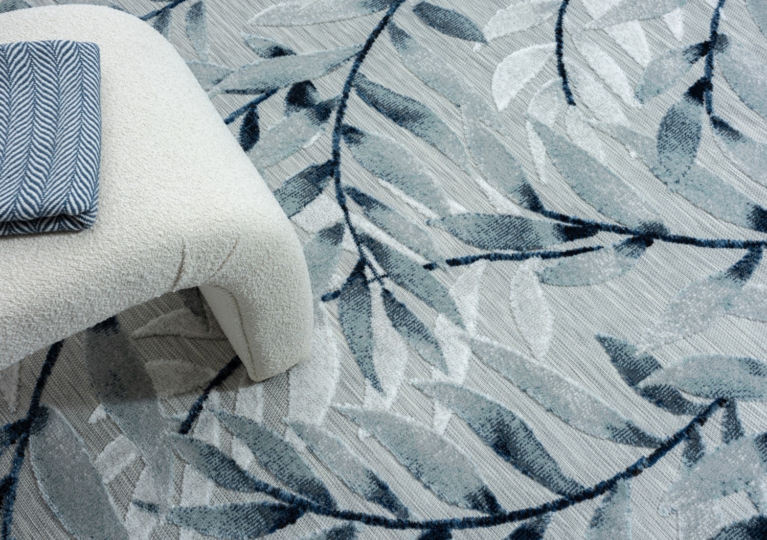Myflair Möbel & Accessoires Teppich »Olivia Lagerräumung«, rechteckig, 8 mm Höhe, Blätter Motiv, Hoch-Tief Effekt, Outdoor geeignet, Balkon, Terrasse