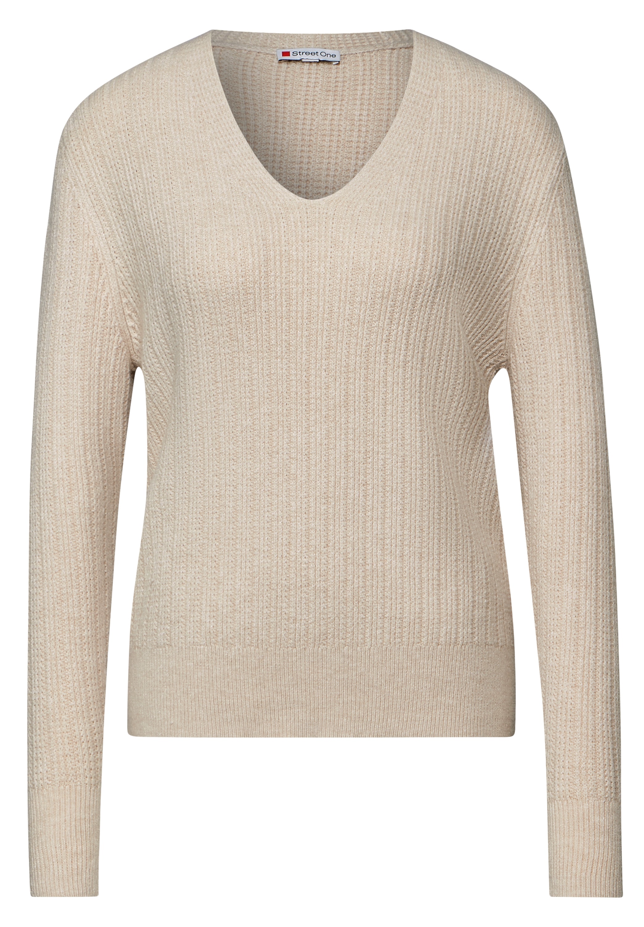 STREET ONE V-Ausschnitt-Pullover, mit Rippstruktur