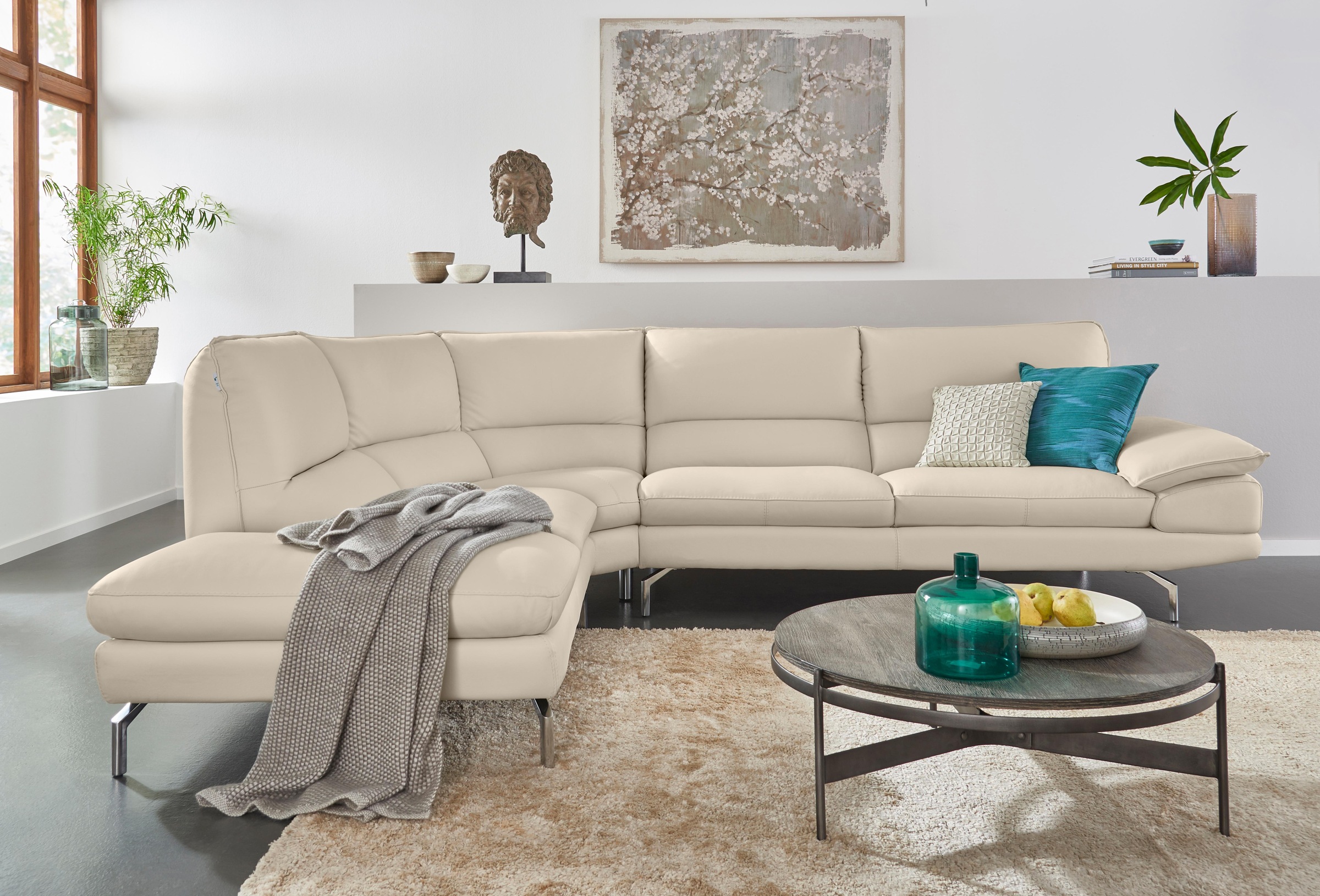 CALIA ITALIA Ecksofa »Dave, italienisches Designsofa L-Form, erstklassiger Sitzkomfort«, Ottomane wahlweise links oder rechts, in zwei tollen Lederqualitäten