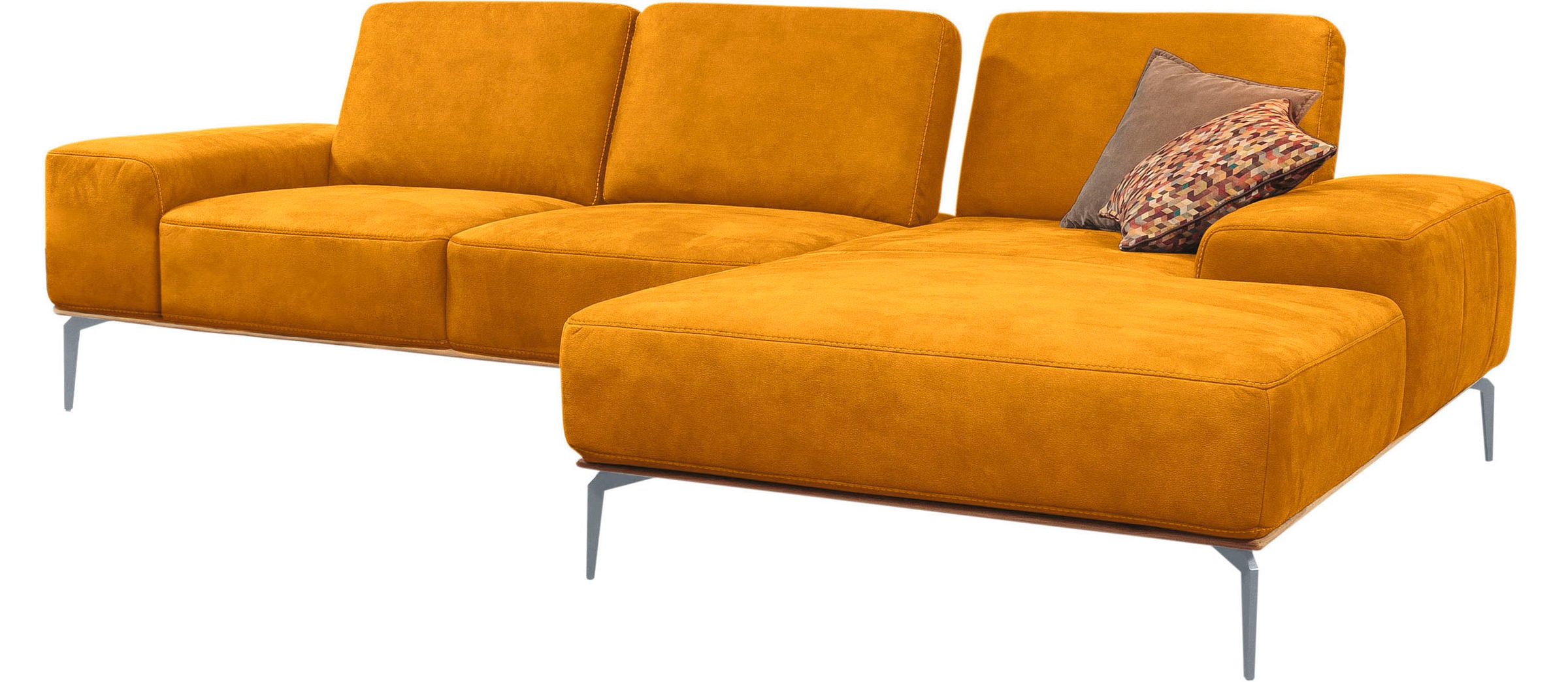 W.SCHILLIG Ecksofa »run, Designsofa mit tollem Sitzkomfort, bequem, L-Form«, mit elegantem Holzsockel, Füße in Silber matt, Breite 299 cm