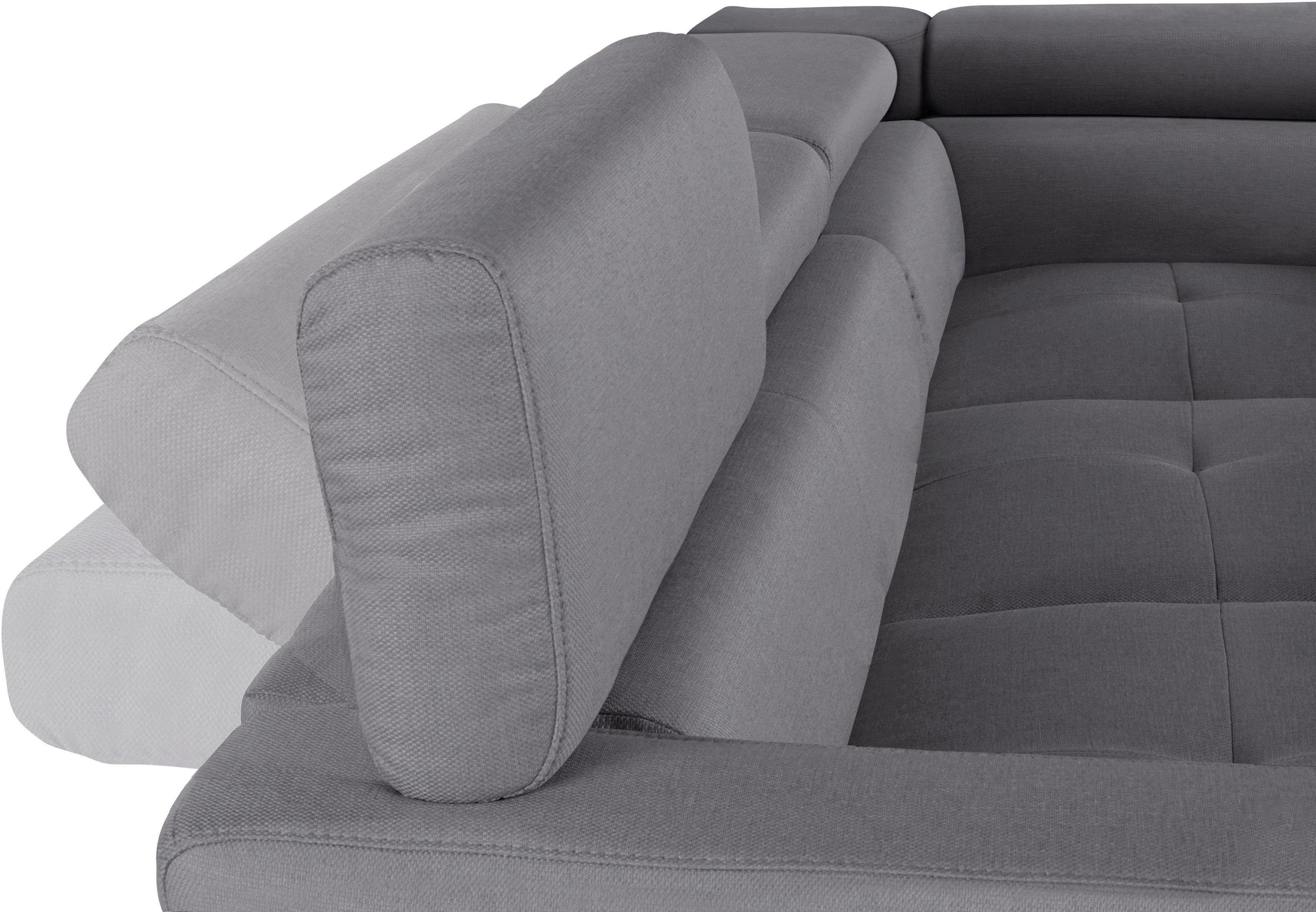 COTTA Polstergarnitur »Sammy L-Form«, (Set), Set bestehend aus: Ecksofa mit Kopfteilverstellung & Hocker