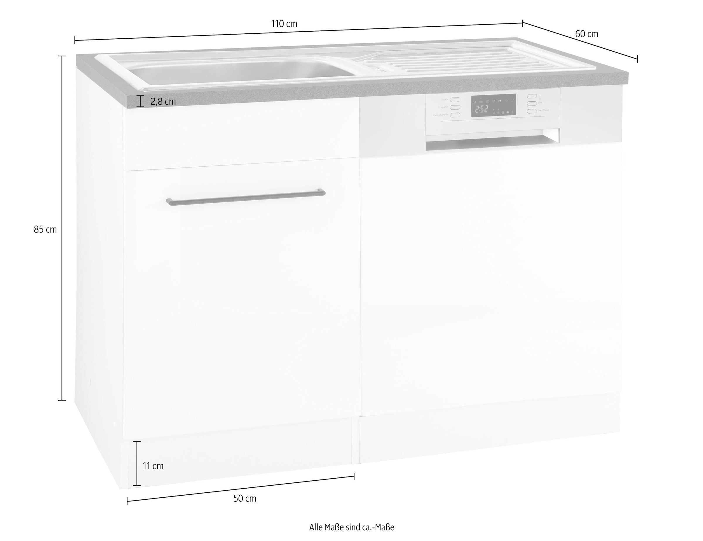 HELD MÖBEL Spülenschrank »Tulsa«, 110 cm breit, inkl. Tür/Sockel für  Einbaugeschirrspüler, Metallgriff bequem kaufen