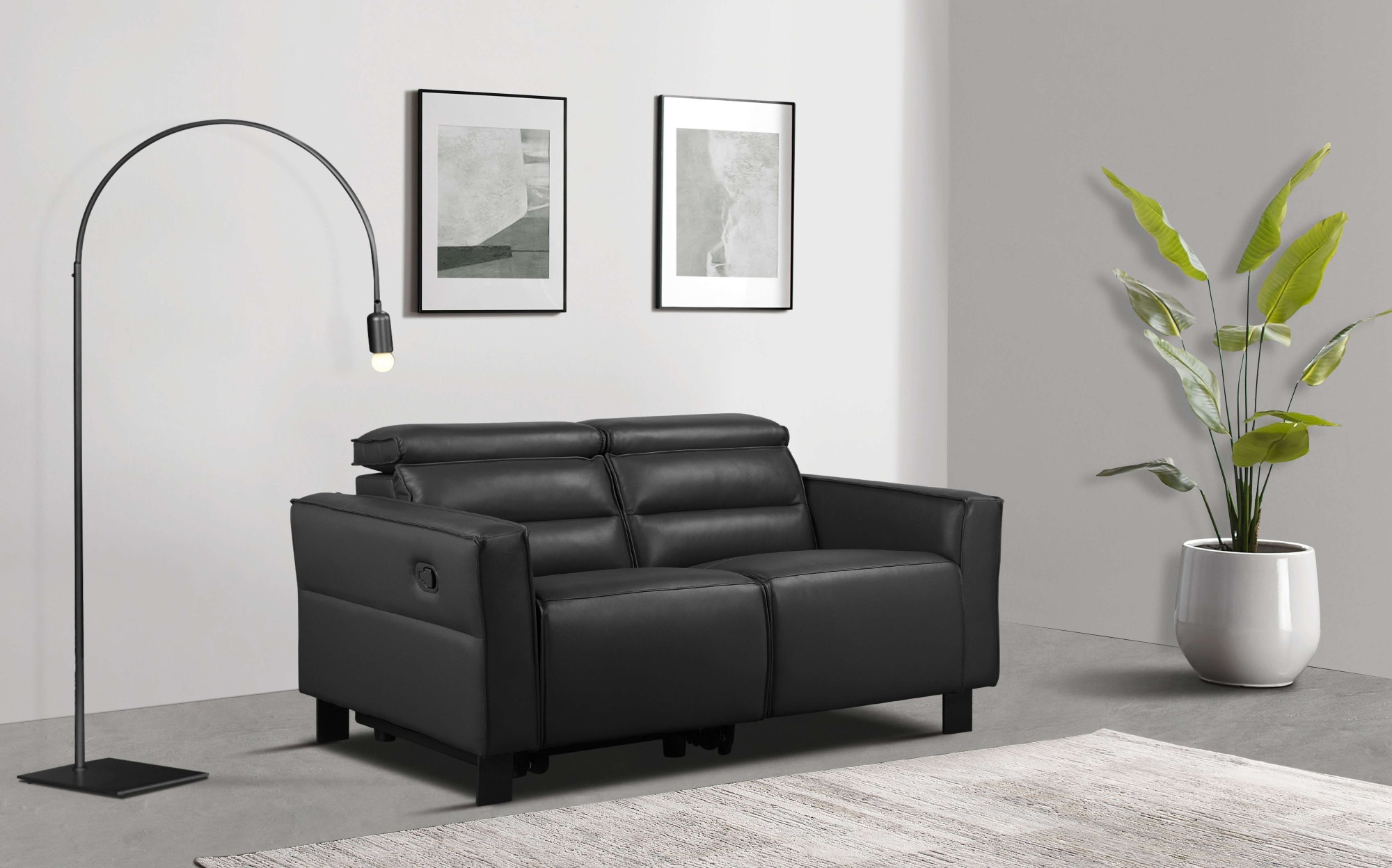 Places of Style 2-Sitzer »Carpari, 162 cm, mit manueller od. elektrischer Relaxfunktion«, (USB A/C), sowie Kopfteilverstellung