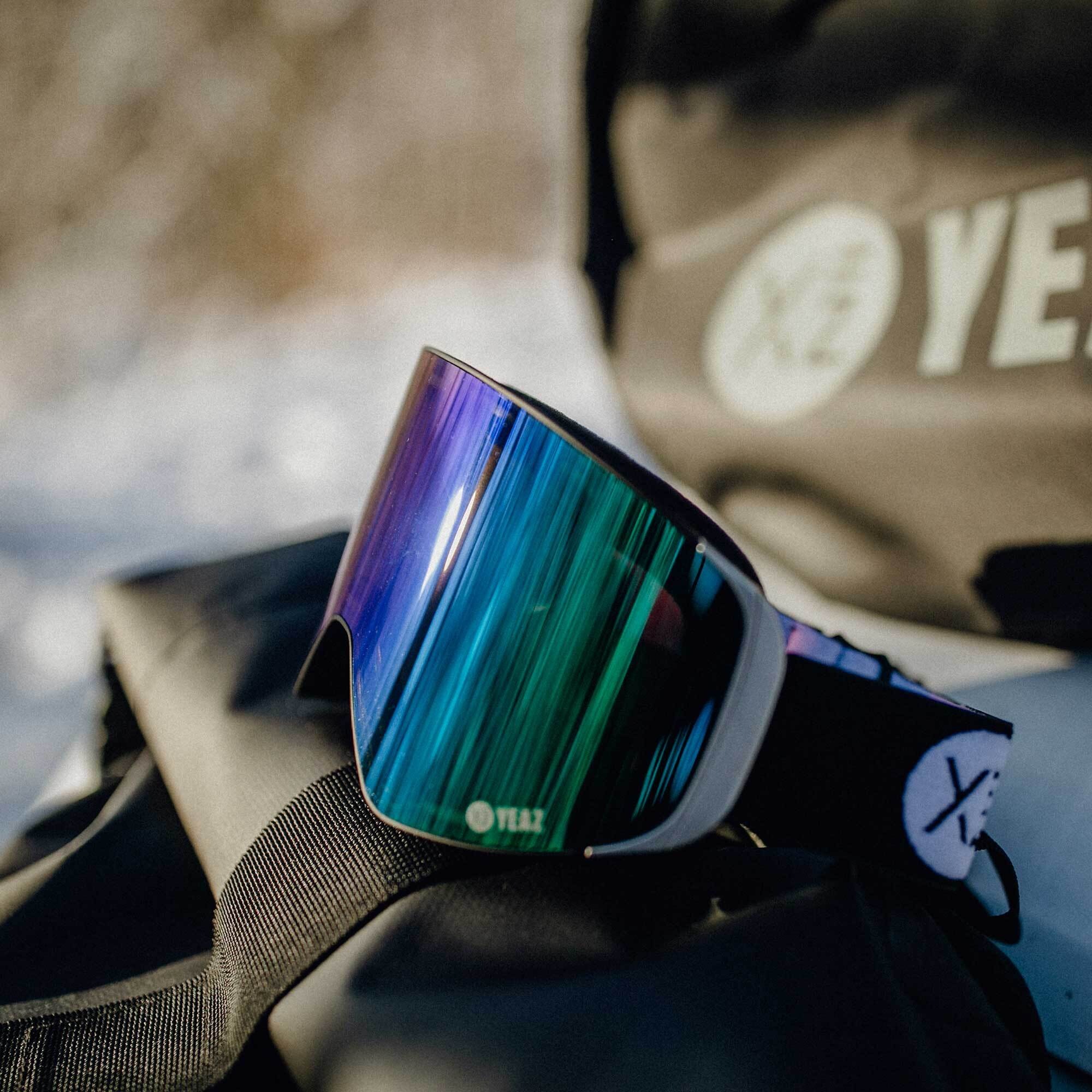 YEAZ Snowboardbrille »Magnet-Ski-Snowboardbrille grün verspiegelt/silber APEX«