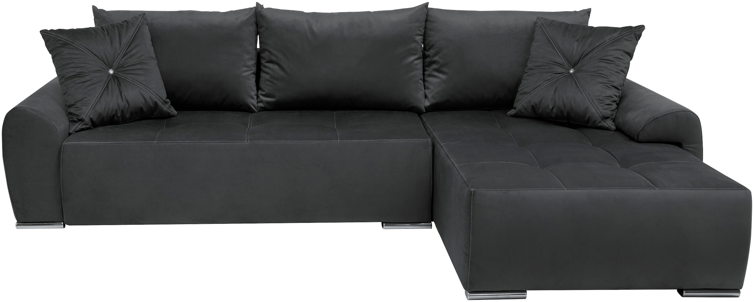 COLLECTION AB Ecksofa »Bilbao L-Form«, inkl. Bettfunktion und Bettkasten, Zierkissen mit Strassstein