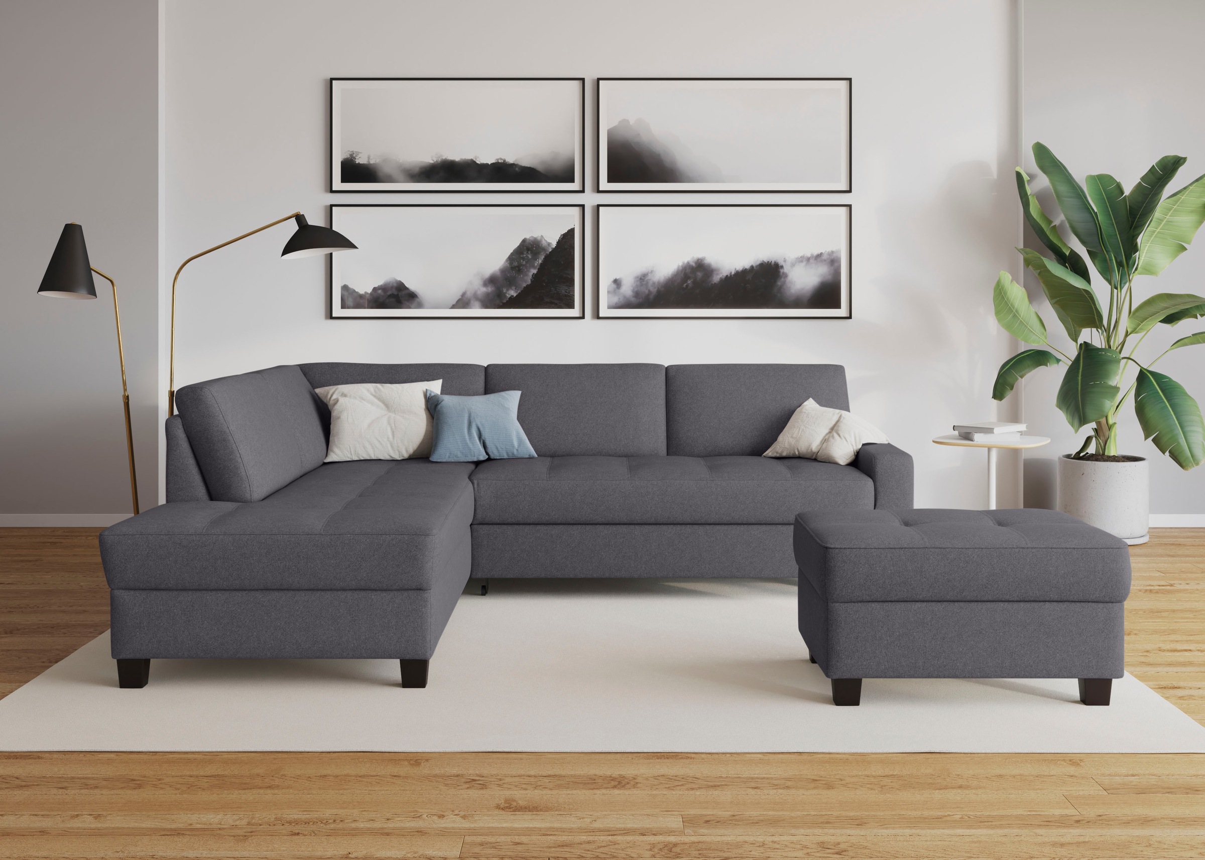 DOMO collection Ecksofa »Florentina zeitlos und elegant, Sitznähte als Designelement, L-Form«, wahlweise mit Bettfunktion, mit Kontrastnaht, Komfortsitzhöhe 47cm