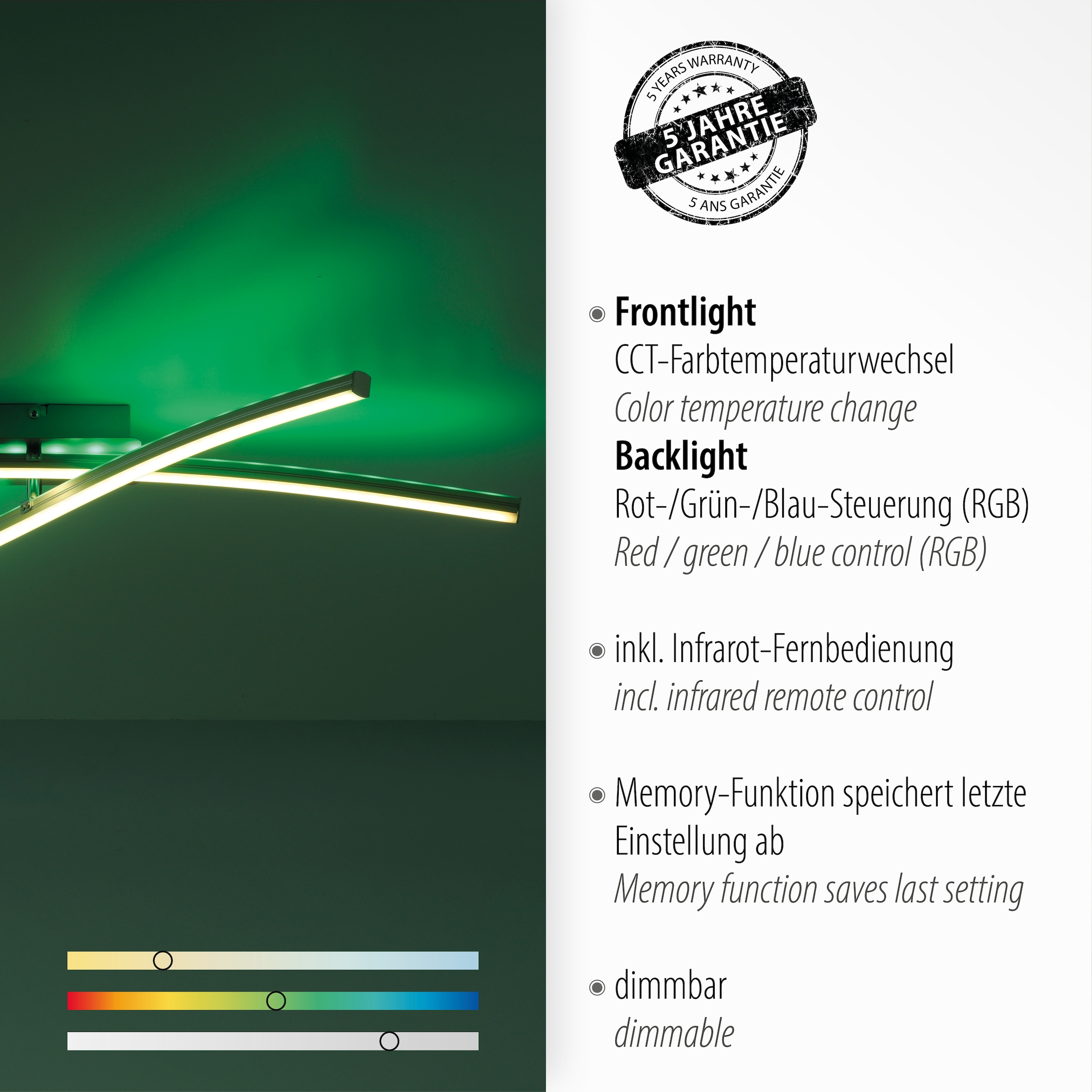 Leuchten Direkt Deckenleuchte »ALINA«, kaufen 3 über dimmbar Garantie LED, | XXL CCT online - RGB, 4 Jahren Fernbedienung Fernbedienung, mit über flammig-flammig