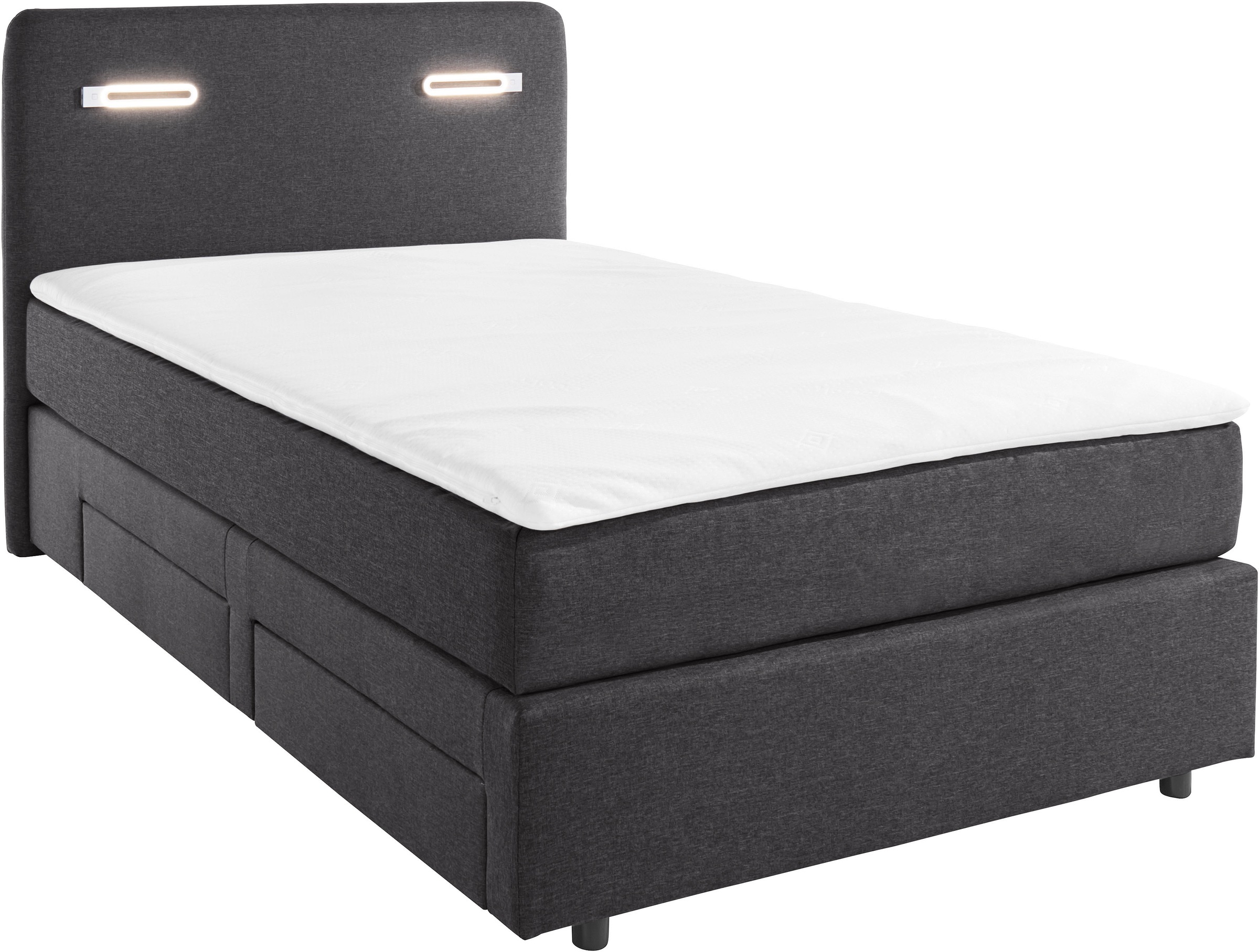 Home affaire Boxbett »Luan« Schubkästen, LED-Beleuchtung und Topper, in Breite 120 cm und 180 cm