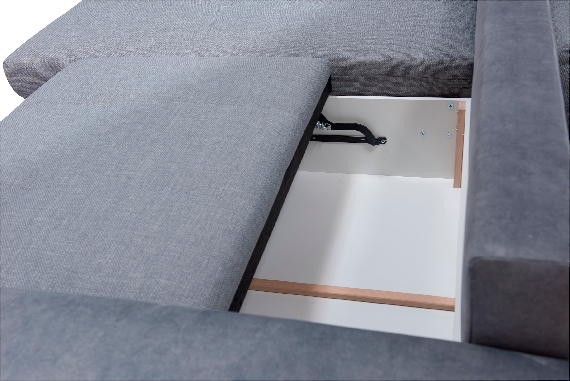 exxpo - sofa fashion Ecksofa »Larnaca, inkl. Bettfunktion und Bettkasten, bequem und komfortabel,« mit extrabreiten Rückenkissen und 2 Zierkissen