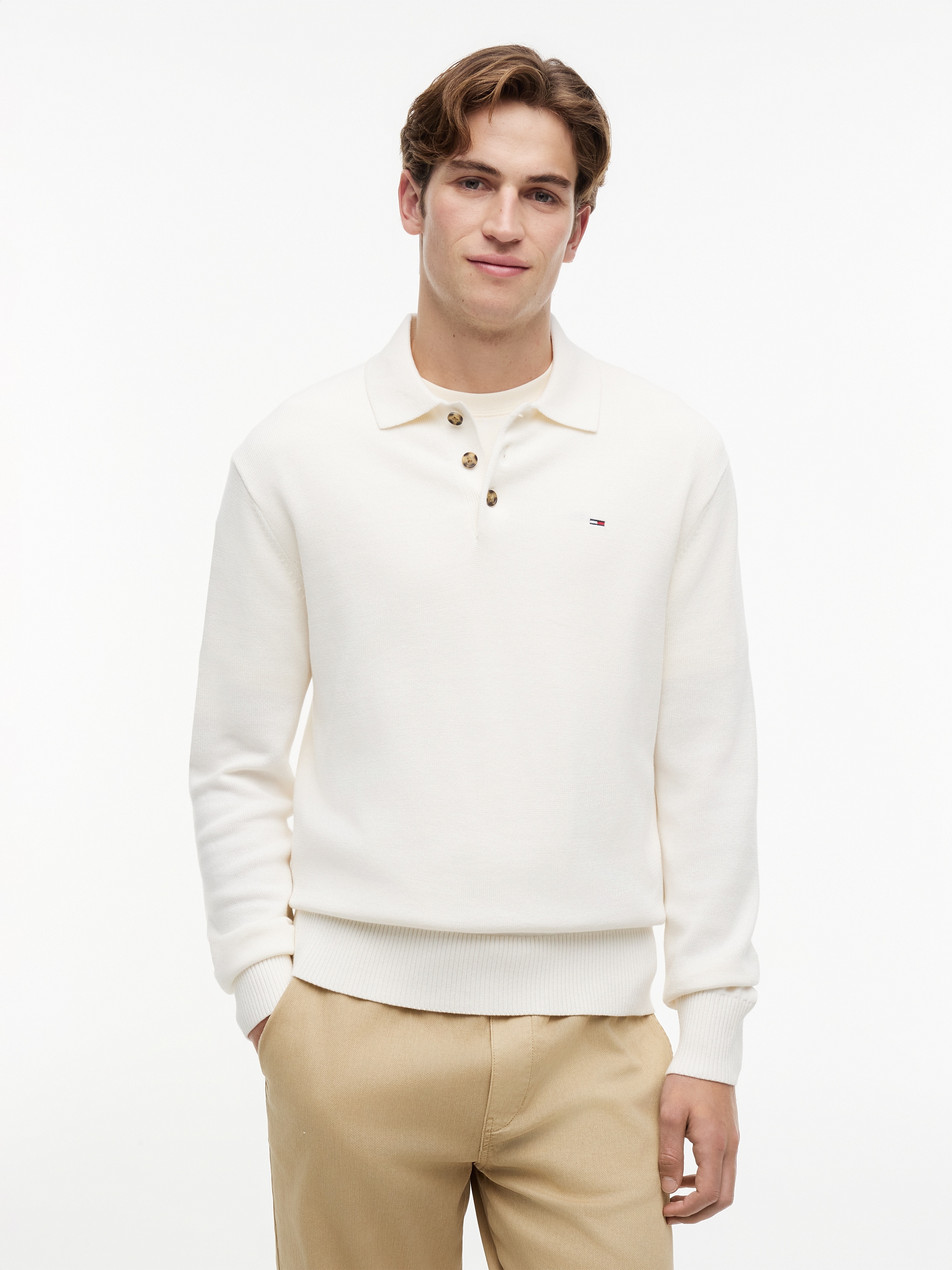 Tommy Jeans Polokragenpullover »TJM SLIM ESSENTIAL POLO SWEATER« mit Logostickerei