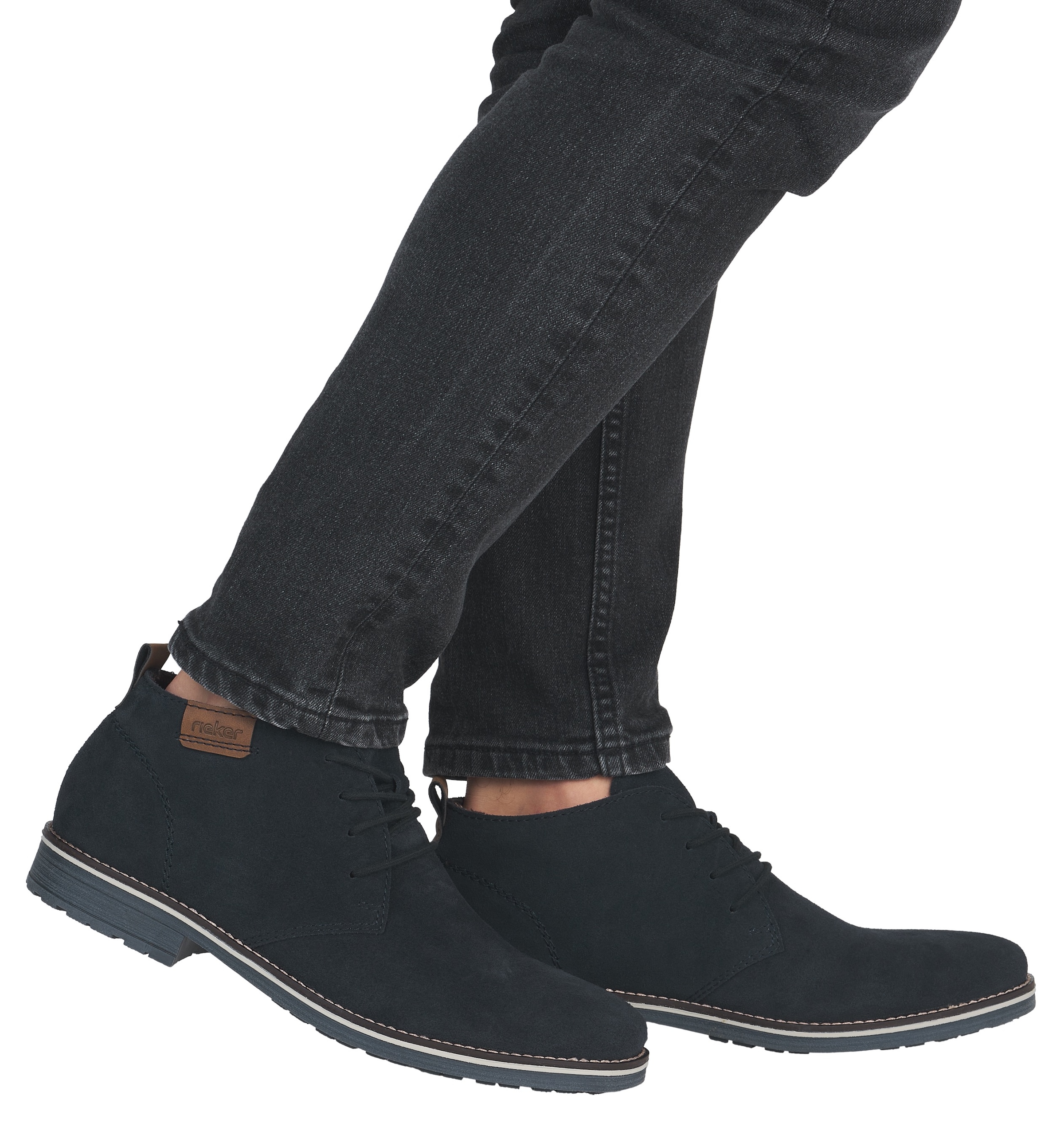 Rieker Schnürstiefelette  mit kariertem Innenfutter