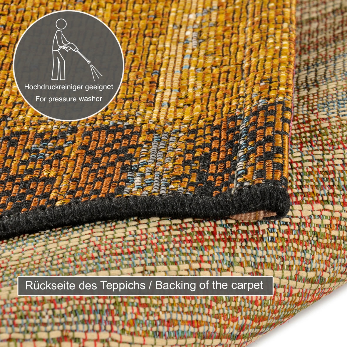 Gino Falcone Teppich »Outdoor-Africa 38«, rechteckig, 5 mm Höhe, Flachgewebe, Ethno Style, In- und Outdoor geeignet