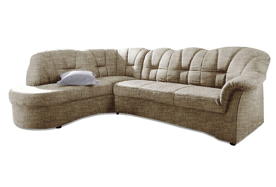 DOMO collection Ecksofa »Papenburg, zeitlose Rückensteppung, elegante Armlehne, L-Form«, mit Ottomane, wahlweise mit Bettfunktion, OTTOs Choice