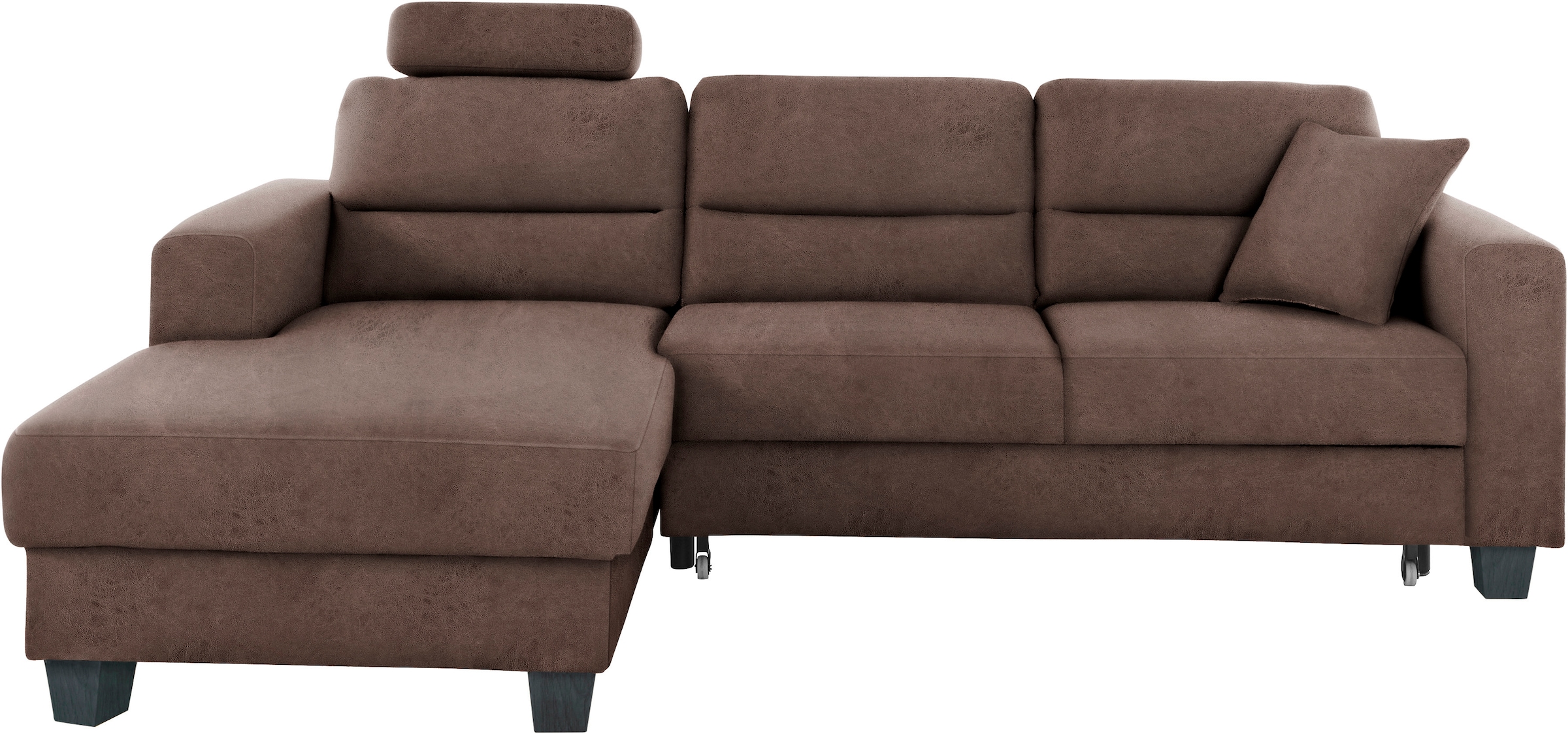 TRENDMANUFAKTUR Ecksofa »Chamber, zeitlos und modern, bequem mit hohem Sitzkomfort, L-Form«, inklusive einer Kopfstütze, wahlweise mit Schlaffunktion