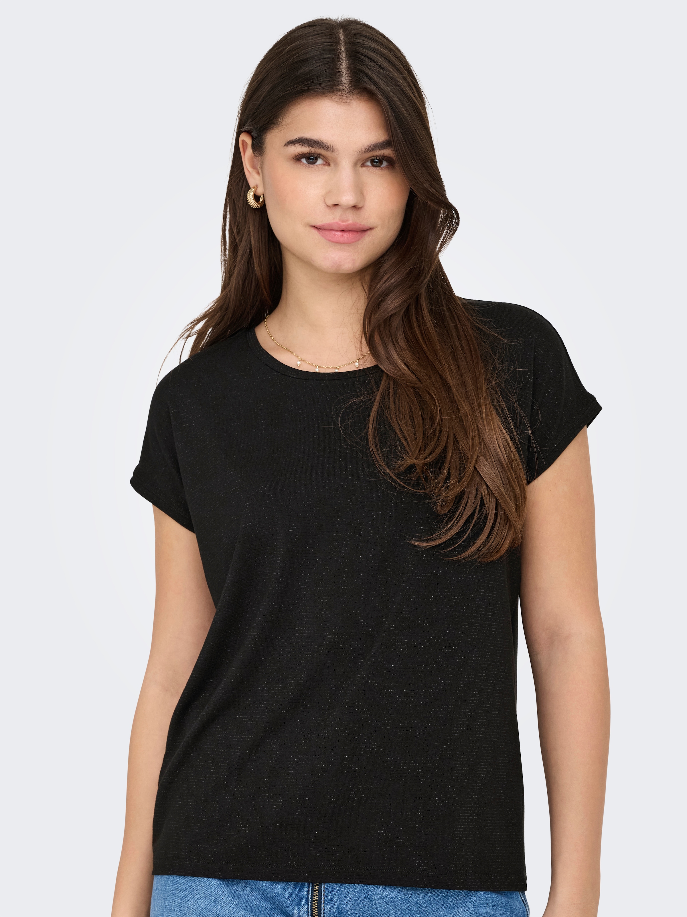 ONLY Kurzarmshirt »ONLCLAUDIA S/S GLITTER STRIPE TOP JRS«