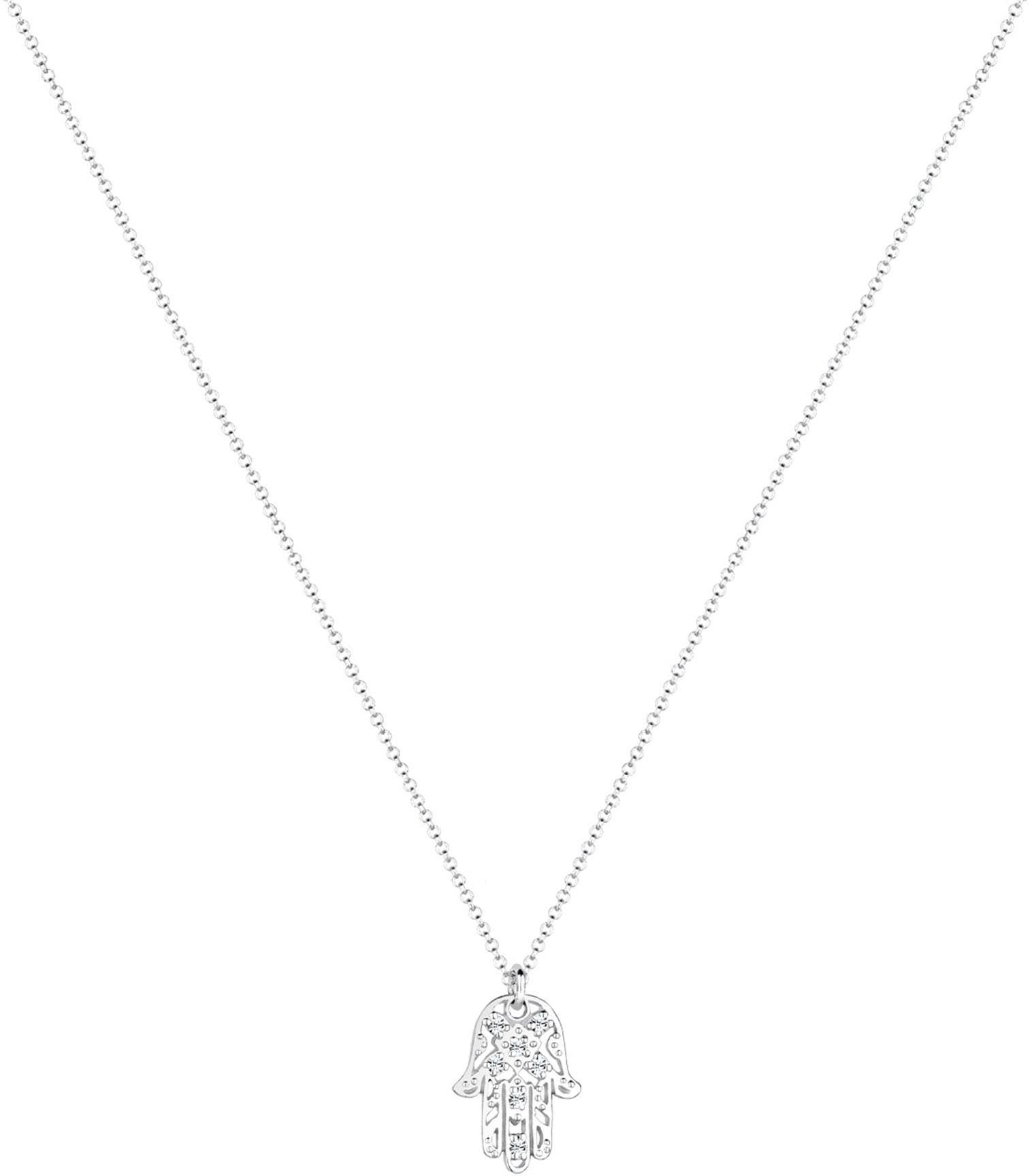 Elli Kette mit Anhänger »Hamsa Hand Schmuck Geschenk, 0105221613, 0105991613«, mit Glasstein