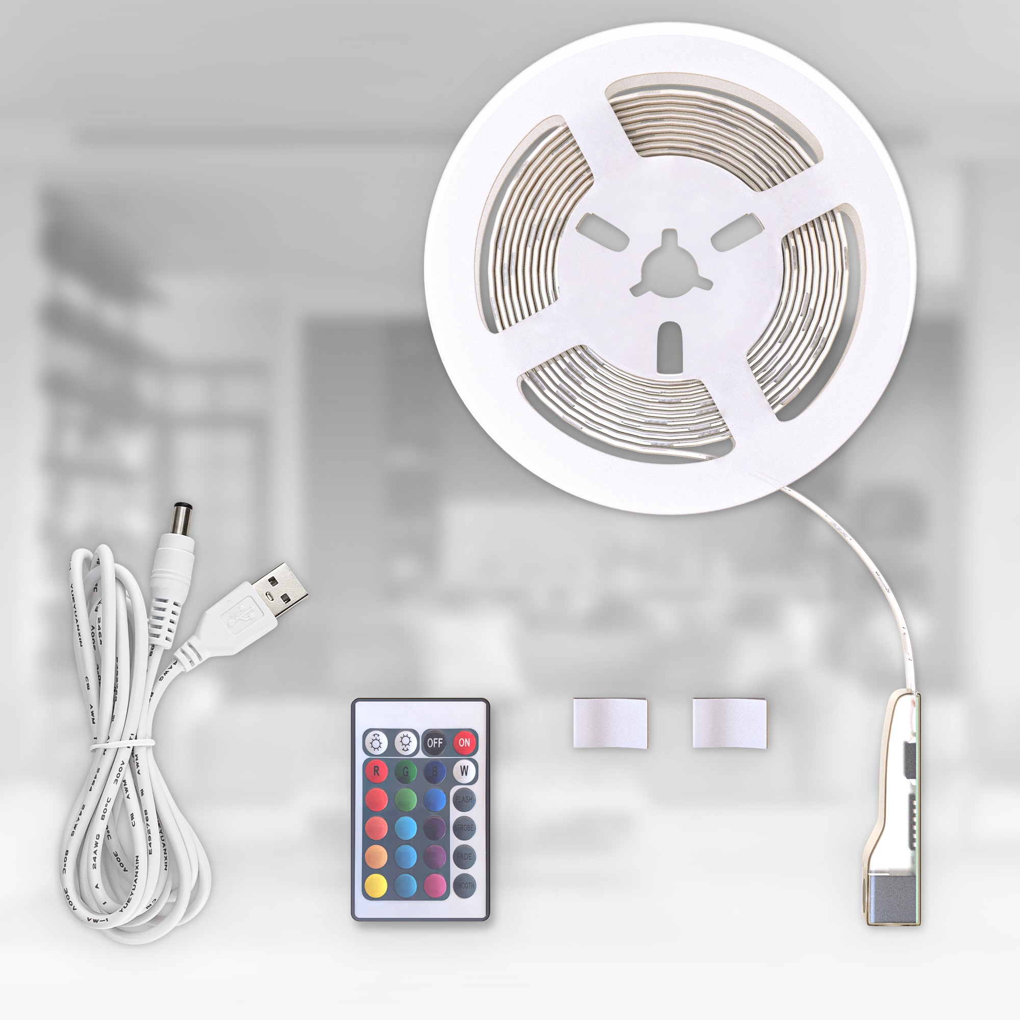 B.K.Licht LED Stripe »USB LED Strip, 3 m, mit Farbwechsel«, 90 St.-flammig, Lichtleiste, mit Fernbedienung, selbstklebend