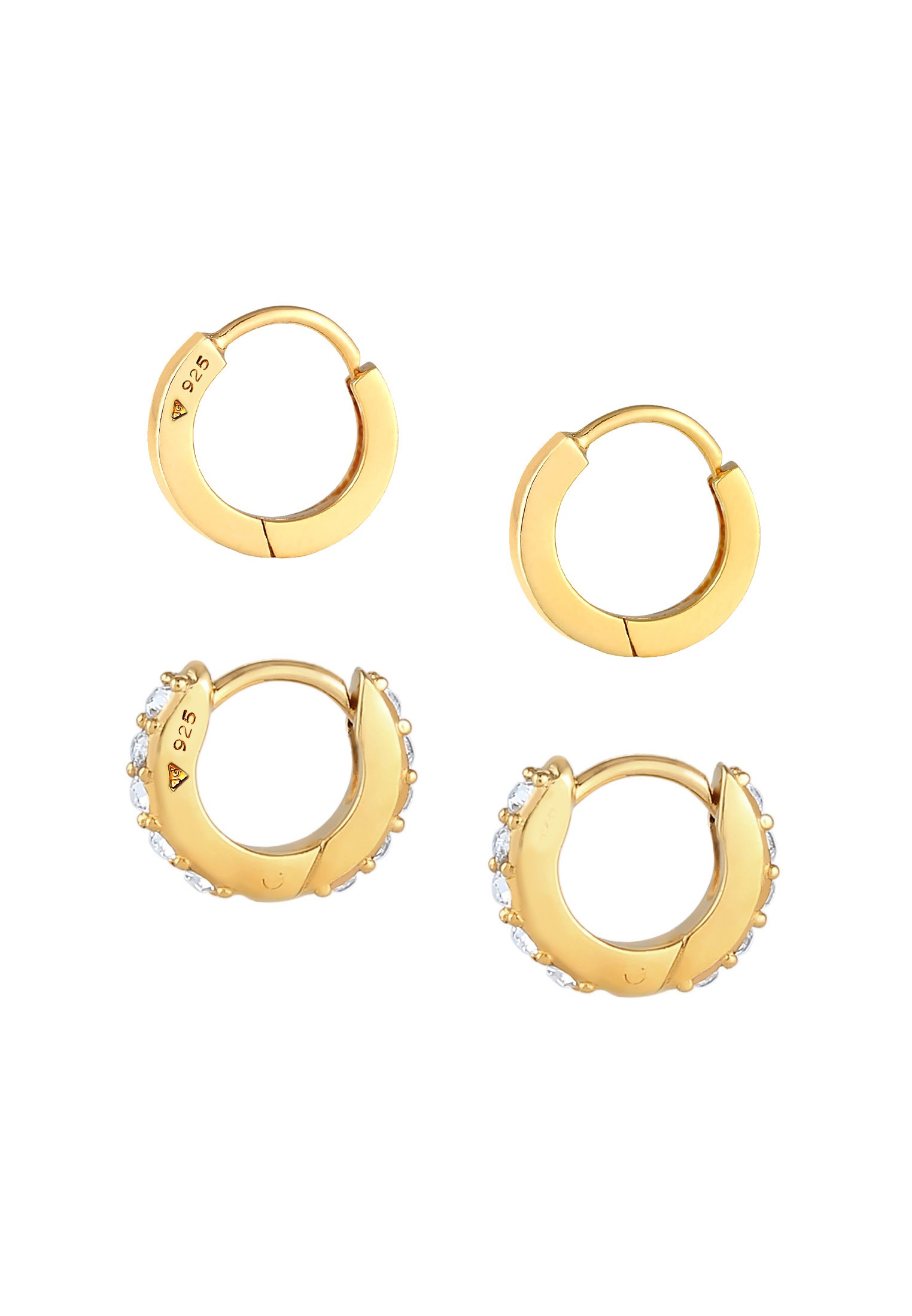 Elli Ohrstecker-Set »Ohrringe Creolen Glanz Kristalle Set 925 Silber«