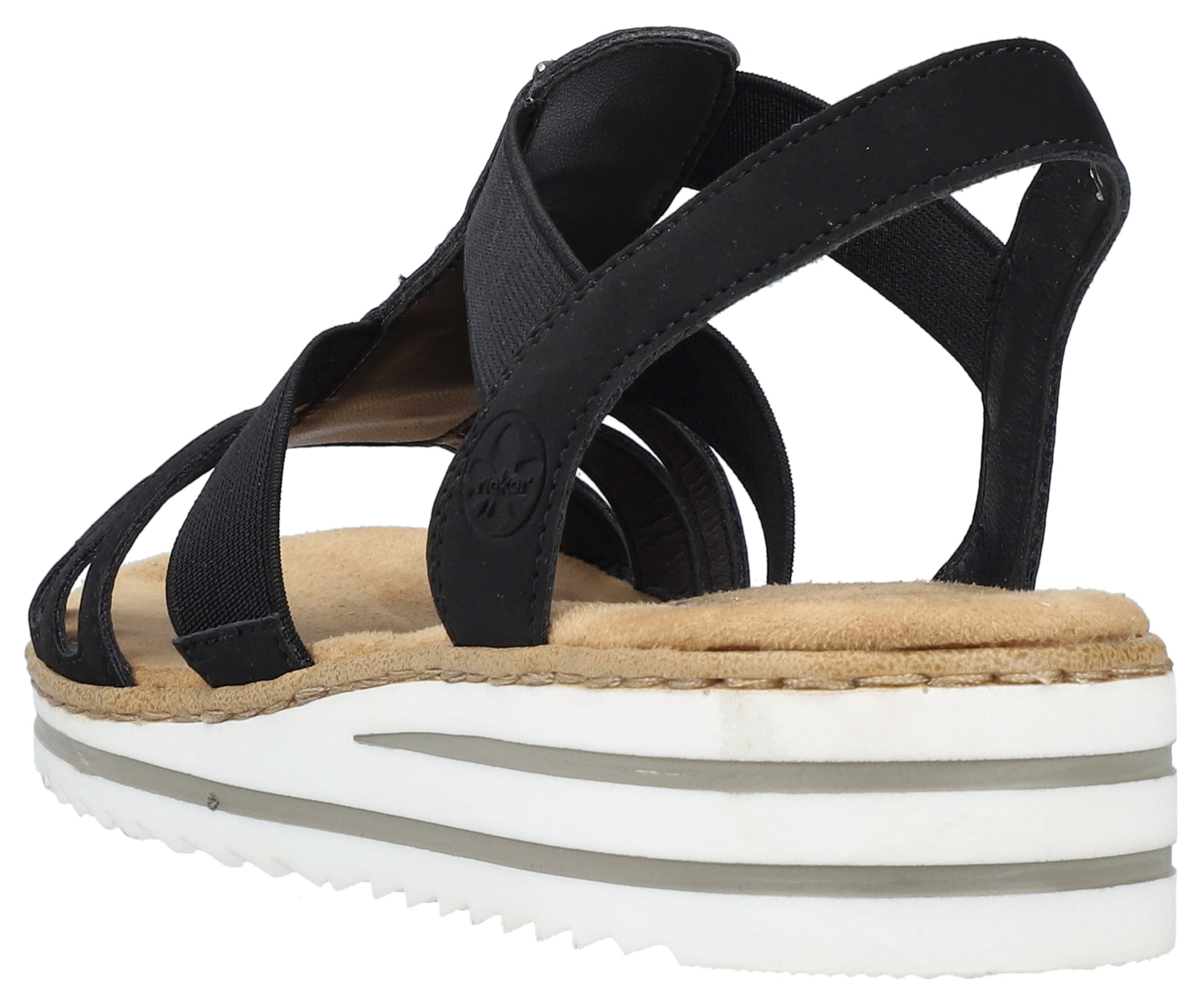Rieker Keilsandalette, Sommerschuh, Sandale, Keilabsatz, mit Gummizüge für guten Sitz