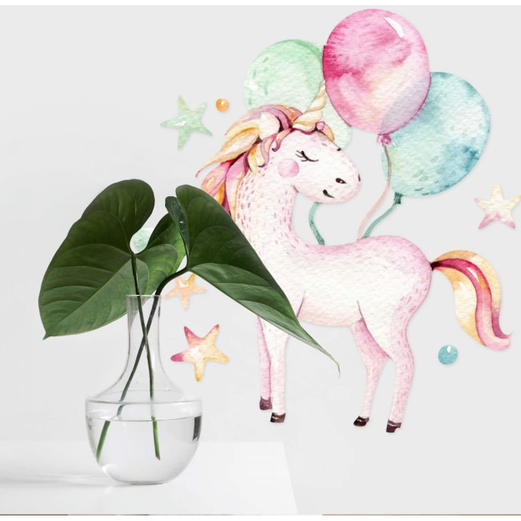 Wall-Art Wandtattoo »Kindergeburtstag Einhorn Deko«, (1 St.)