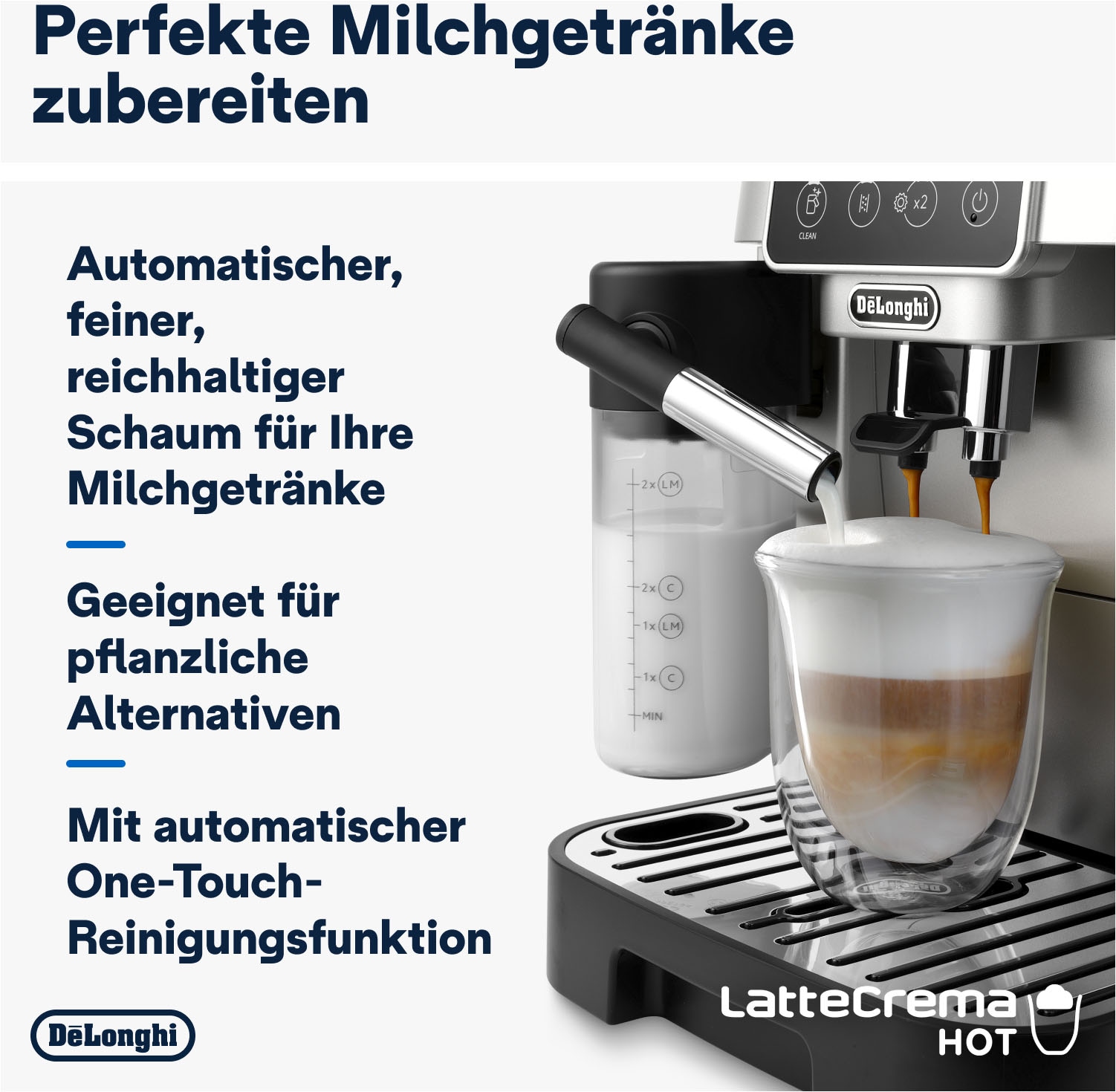 De'Longhi Kaffeevollautomat »Magnifica Start Milk ECAM220.80.SB«, intuitives Bedienfeld mit Soft-Touch-Symbolen, silber-schwarz