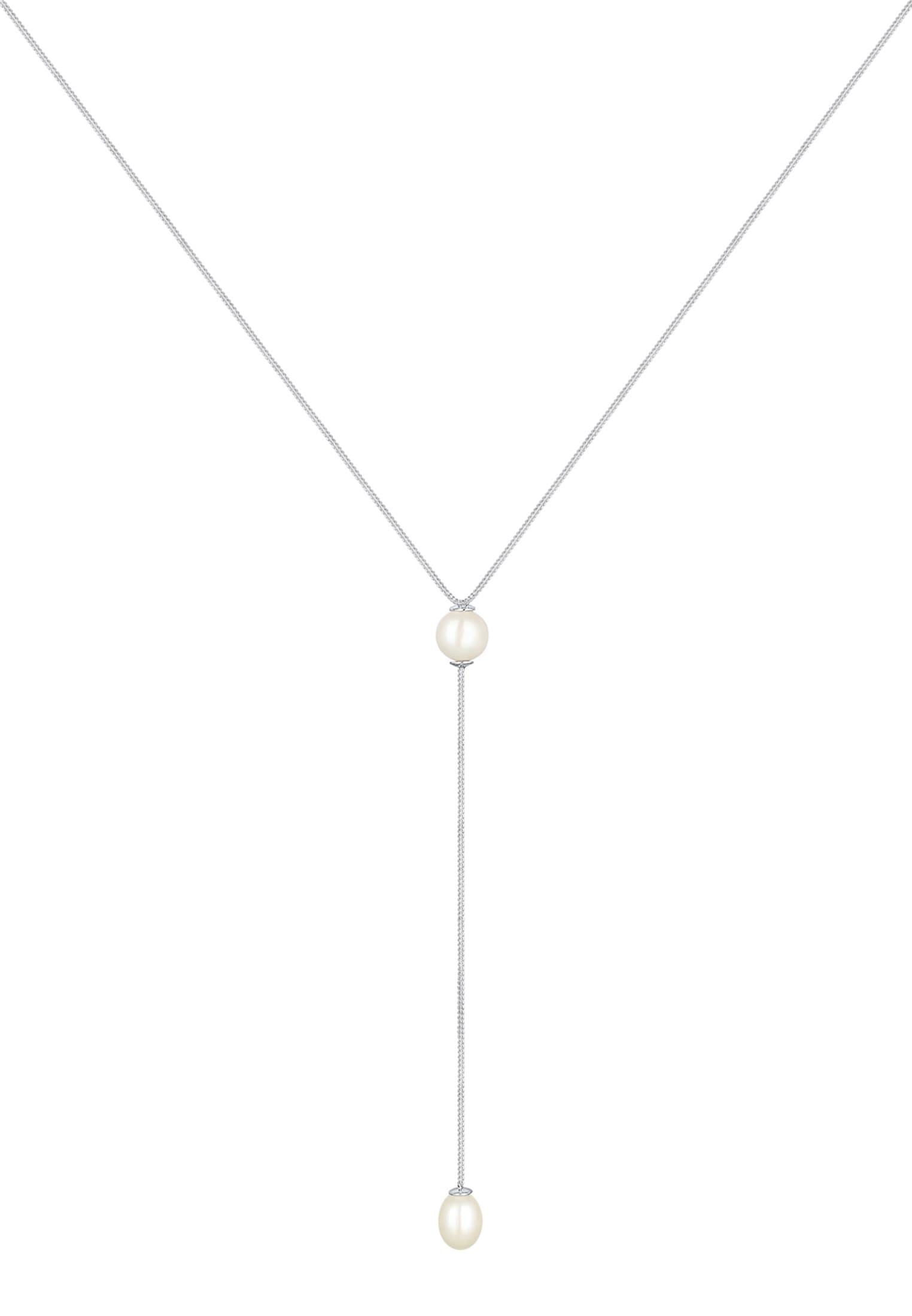 Elli Y-Kette »Halskette Y-Kette Süßwasserzuchtperle Weiß 925 Sterling Silber«