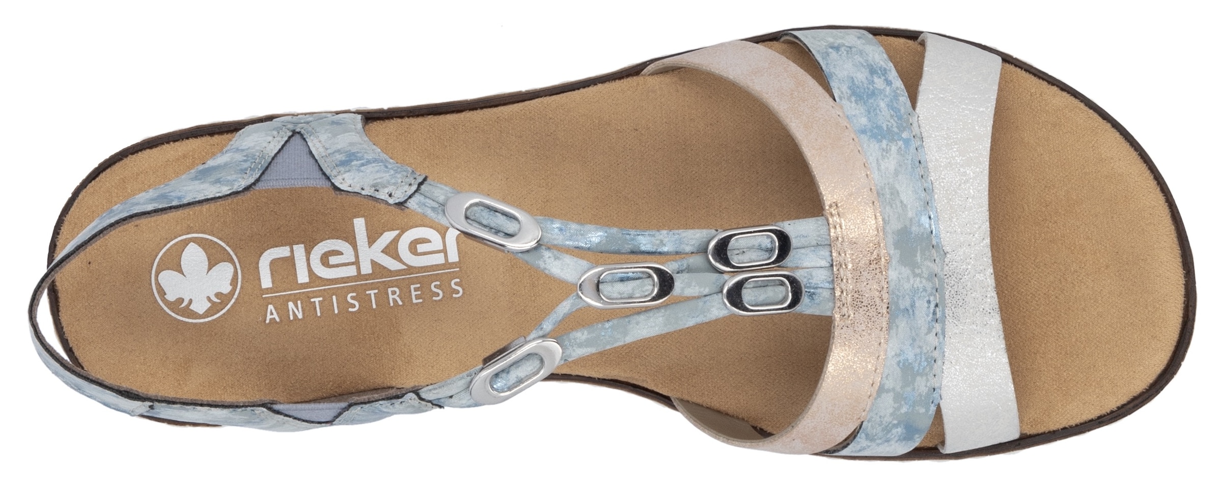 Rieker Riemchensandale, Sommerschuh, Sandalette, Keilabsatz, mit dezenter Schmuckverzierung