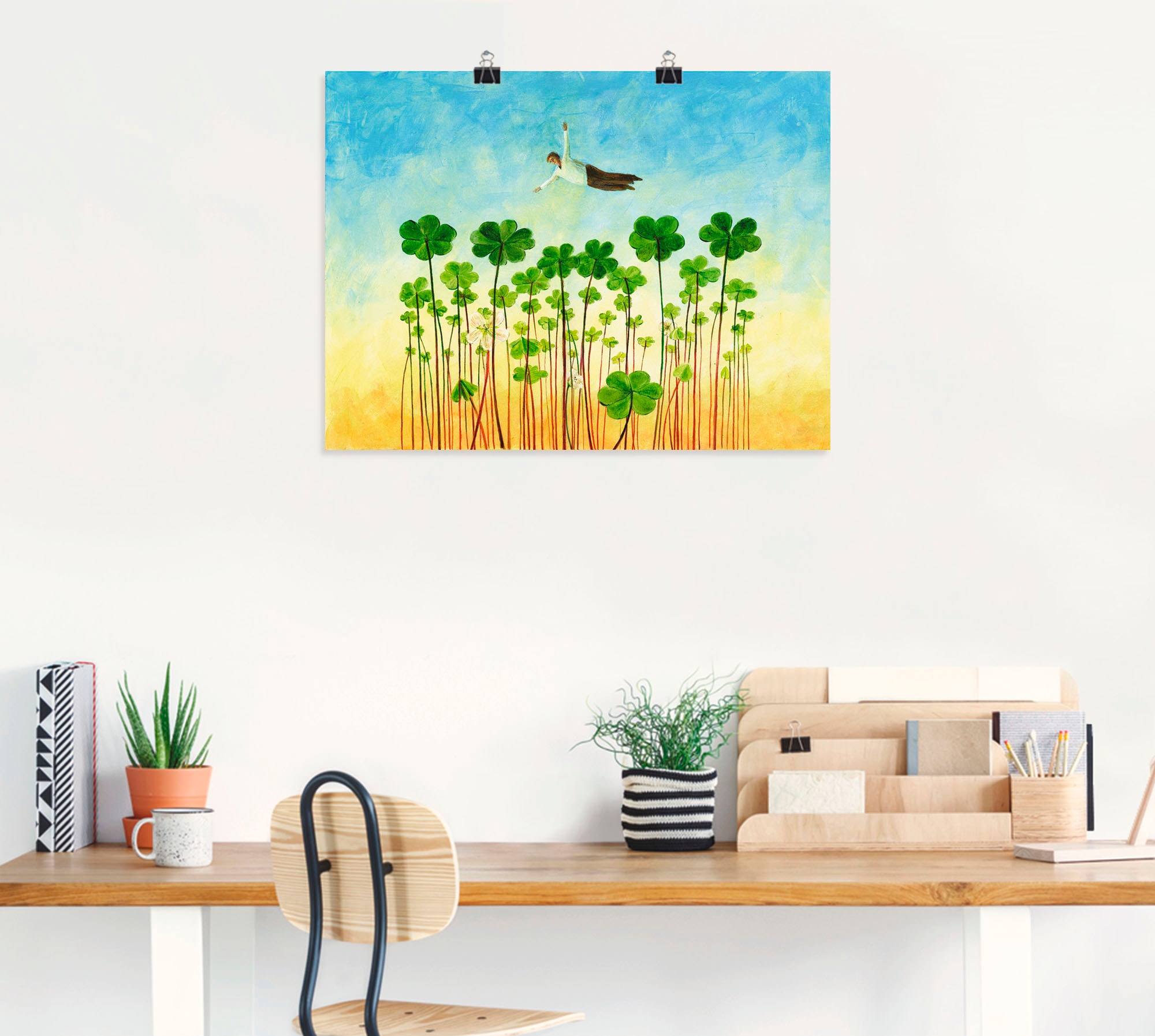 Artland Wandbild »Jemanden über den grünen Klee loben«, Mann, (1 St.), als Leinwandbild, Wandaufkleber oder Poster in versch. Größen