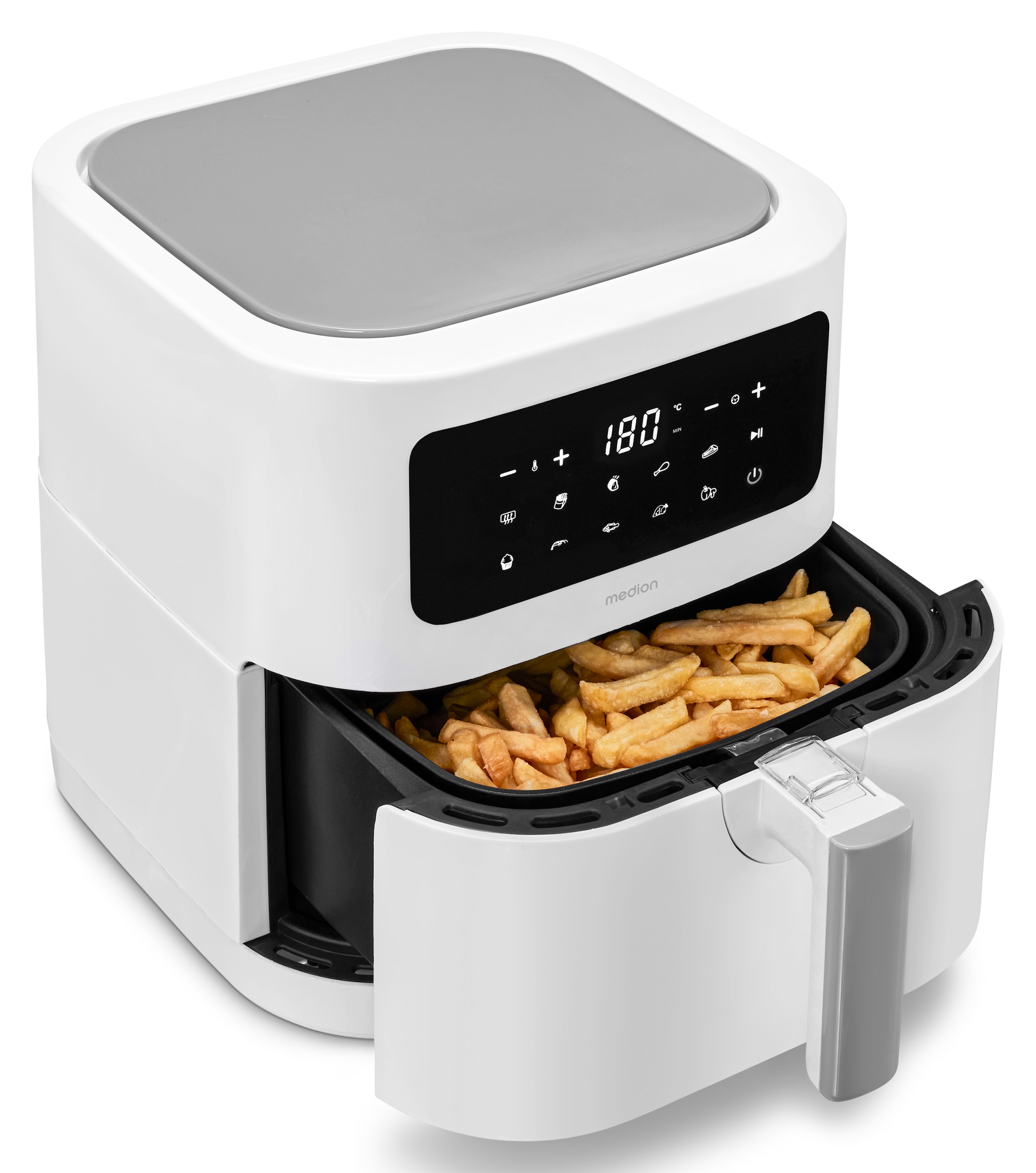 Medion Heißluftfritteuse "MD 11740 E40 XL" 2000 W digitales Bedienfeld, 9 Automatikprogramme