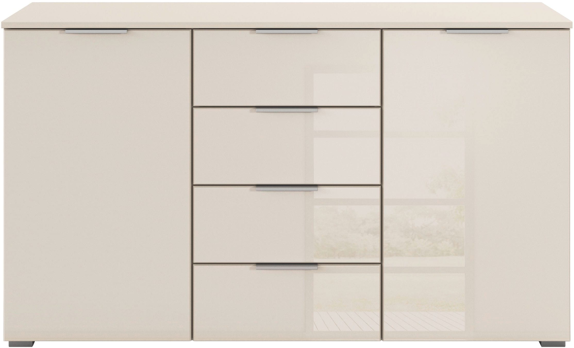 OTTO home Kombikommode »Sideboard Kombikommode Schubladenkommode AGORDO mit Glasfront« in zwei Griff-Farben, Breite 120 cm,  vier große Schubladen, mit insgesamt 4 Einlegeböden MADE IN GERMANY