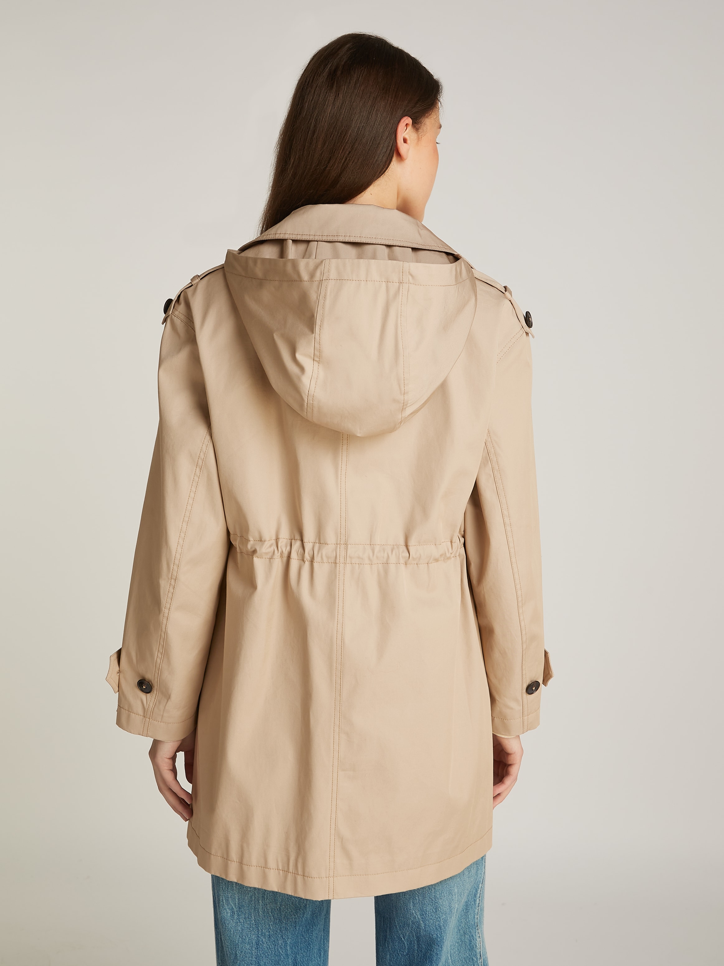 Tommy Hilfiger Parka »ESS COTTON HOOD PARKA«, mit Kapuze, im Trench Coat Look, mit Kapuze, mit Taillengürtel