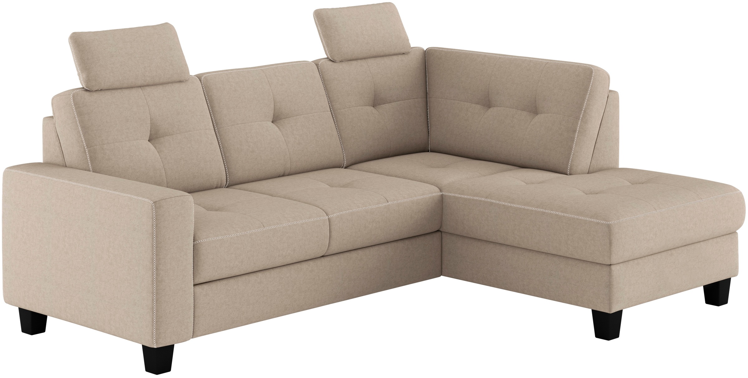 Places of Style Ecksofa »Varese«, Kreuznaht in beige