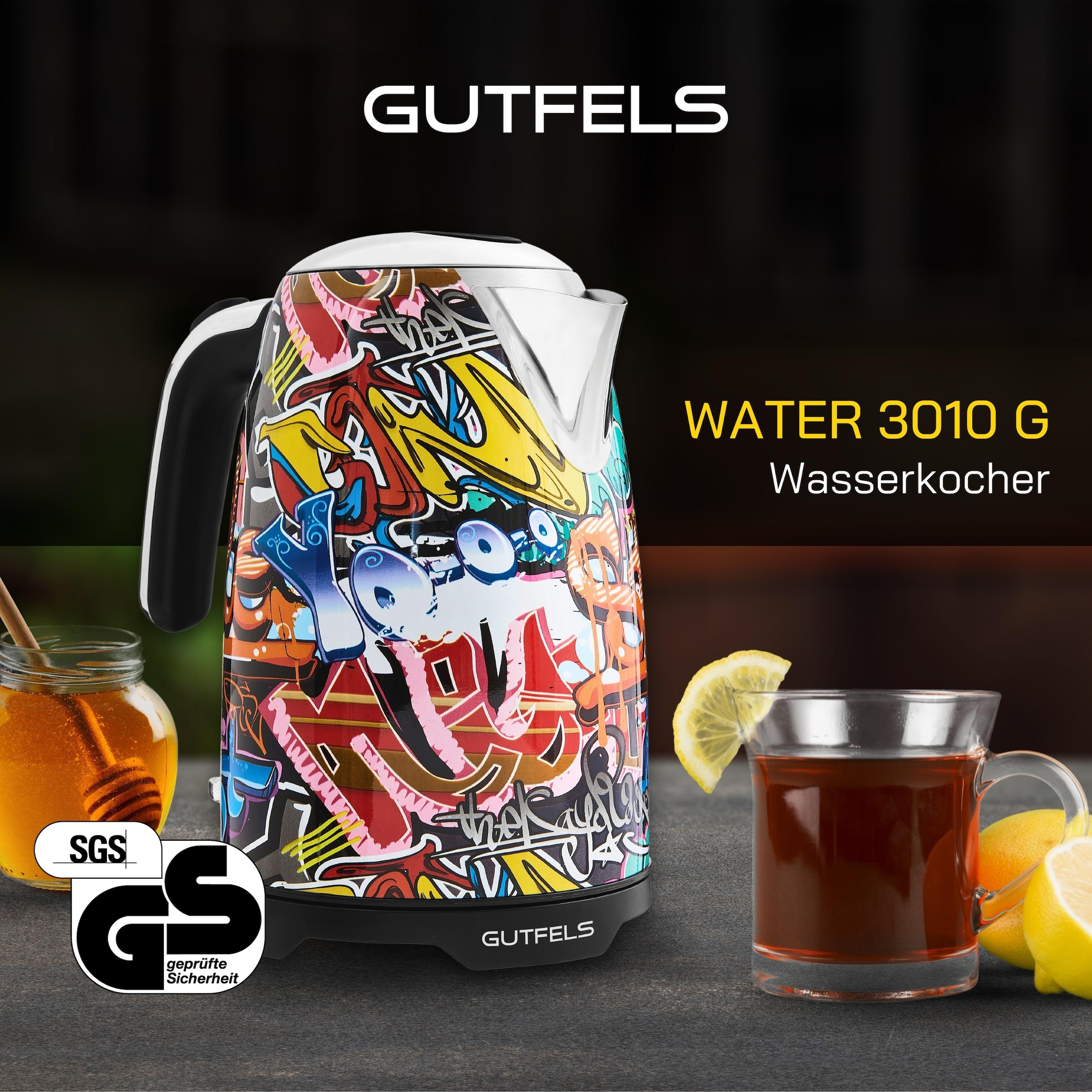 Gutfels Wasserkocher »WATER 3010 G«, 1,7 l, 2200 W, 1,7 L, 2200 Watt, Graffitti-Style