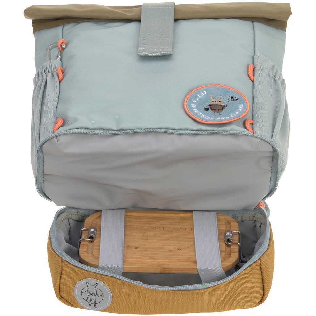 LÄSSIG Kinderrucksack »Nature, Mini Rolltop Backpack, Light Blue«, Reflektoren