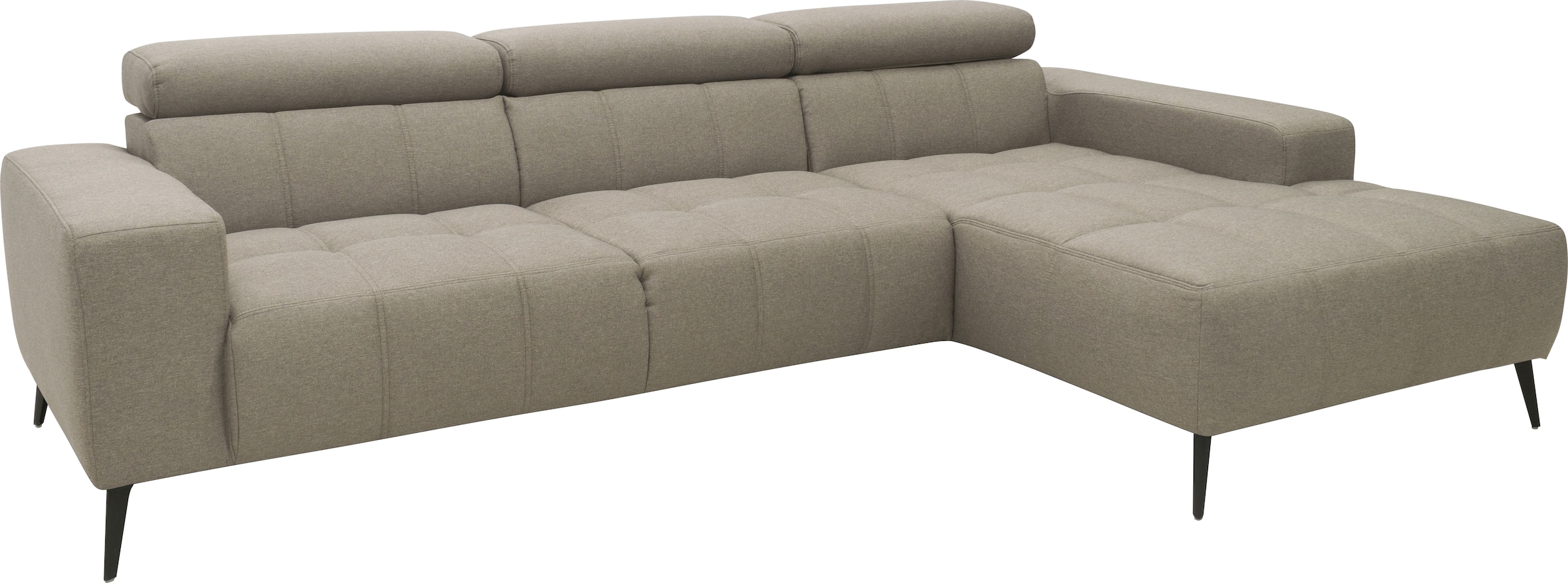 DOMO collection Ecksofa »Trento L-Form, mit Kufenfuß oder Einzelfuß« wahlweise mit Kopfteilverstellung, Recamiere links/rechts bestellbar