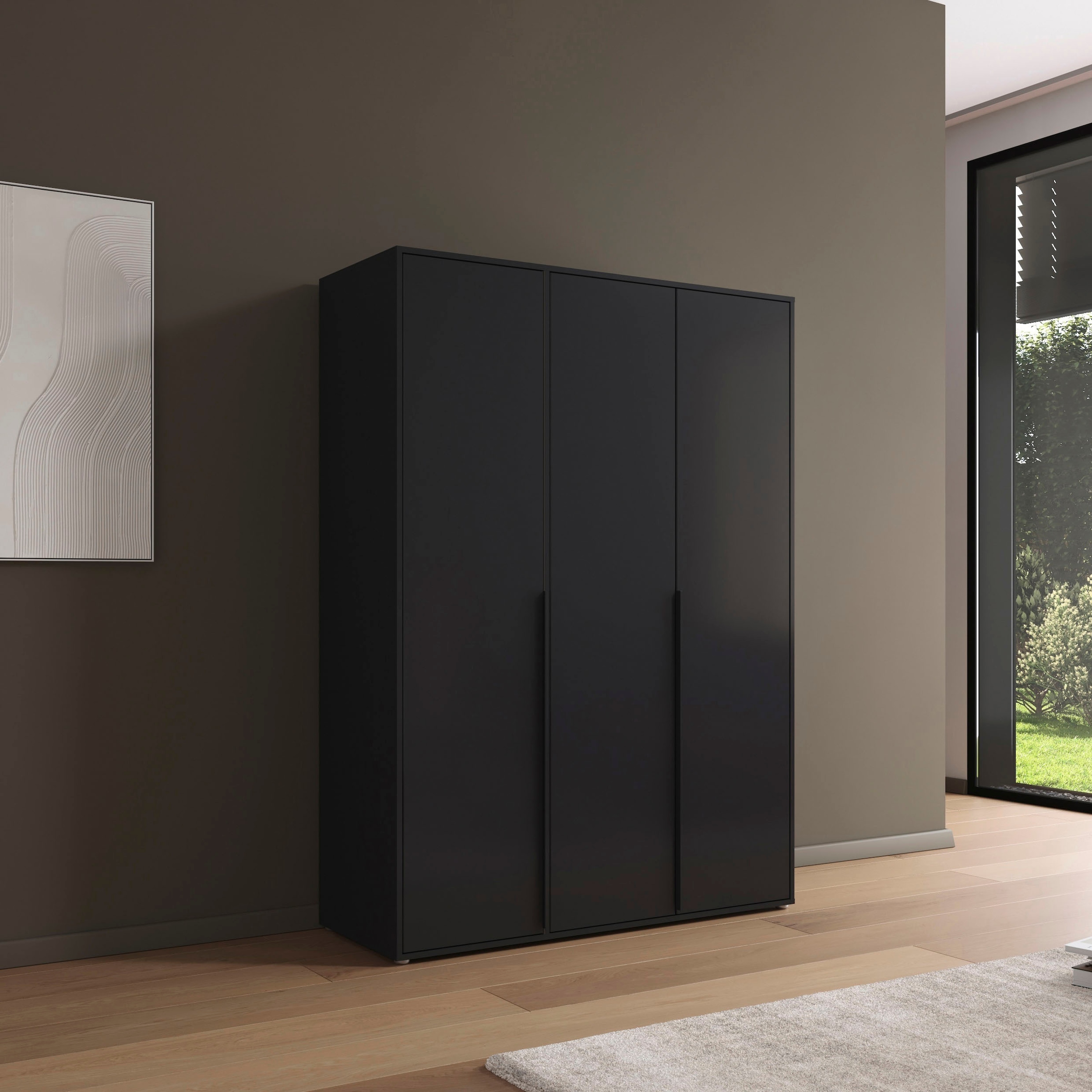rauch Drehtürenschrank »Kleiderschrank Schrank Garderobe Wäscheschrank NAGATA viel Stauraum«, (in 3 verschiedenen Ausstattungen BASIC/CLASSIC/PREMIUM), mit modernen Stangengriffen in Graumetallic TOPSELLER MADE IN GERMANY