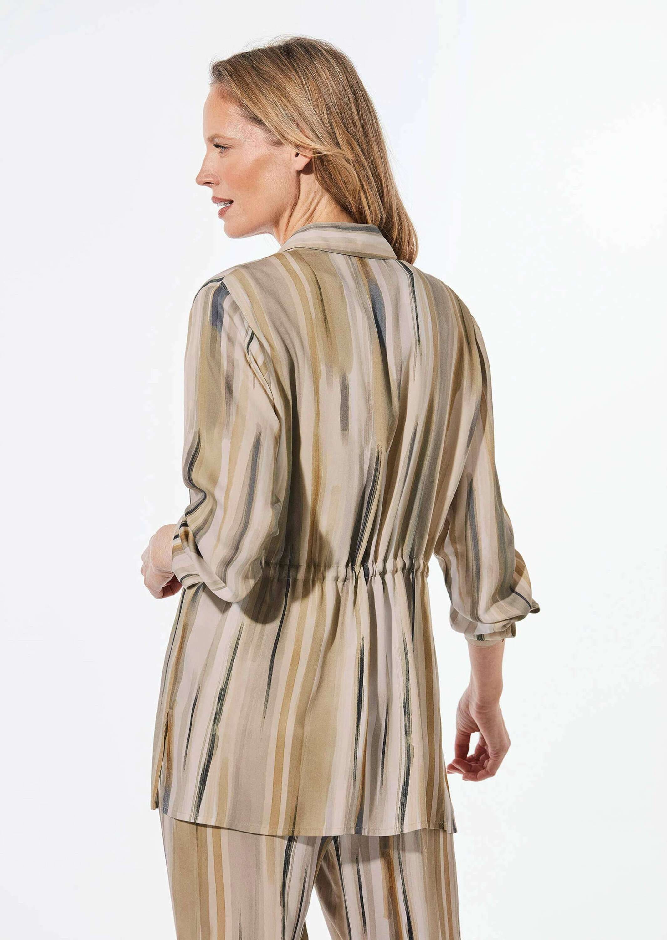 GOLDNER Hemdbluse »Kurzgröße Longbluse mit Bindegürtel«