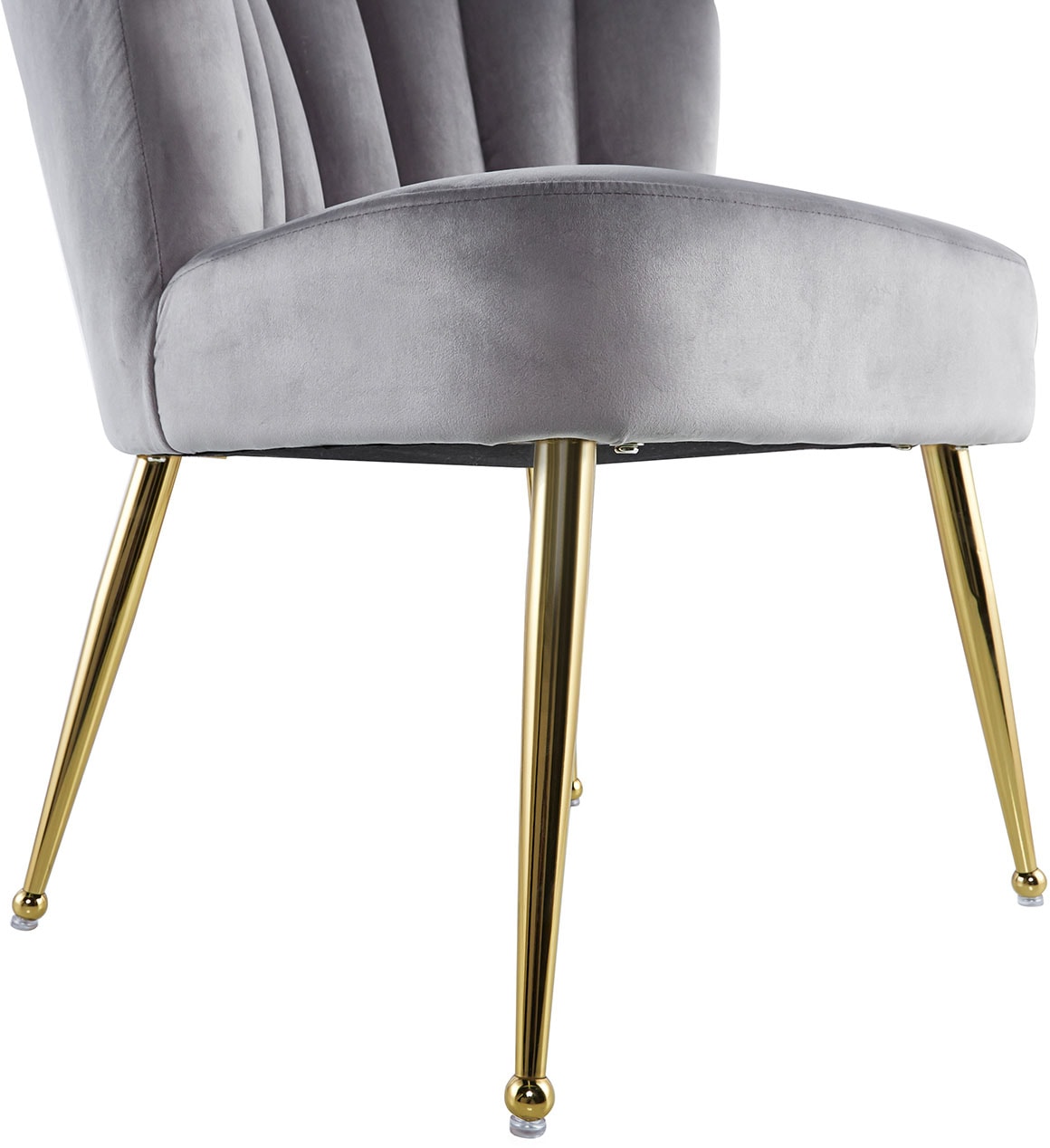 Kayoom Polsterstuhl »Stuhl Lalie 125, Rückenlehne im Retro-Stil, ausgefallene Rückenlehne«, 1 St., Rückenlehne in Muschel-Design, Samtbezug, goldene Metallbeine