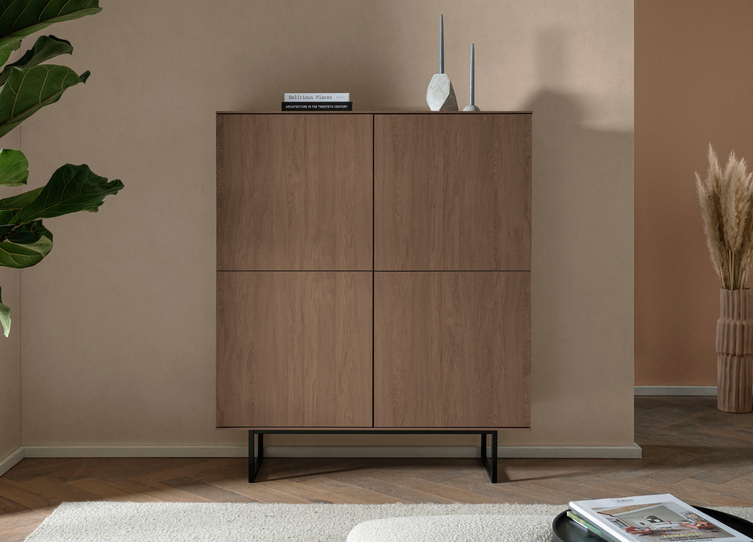 Home affaire Highboard »Lund, moderner Schrank, Kommode mit Kufengestell« optisch dünner Oberboden, hochwertige Optik, ausreichend Stauraum