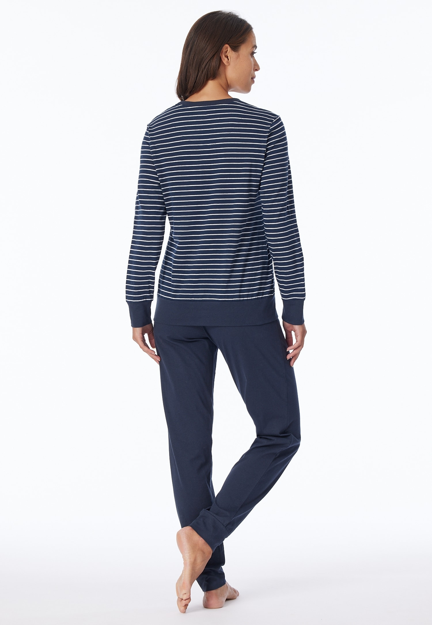 uncover by SCHIESSER Schlafanzug »UNCOVER Nightwear«, (2 tlg.), Rundhalsausschnitt, Pure Cotton, Streifen, Single Jersey, Langarm