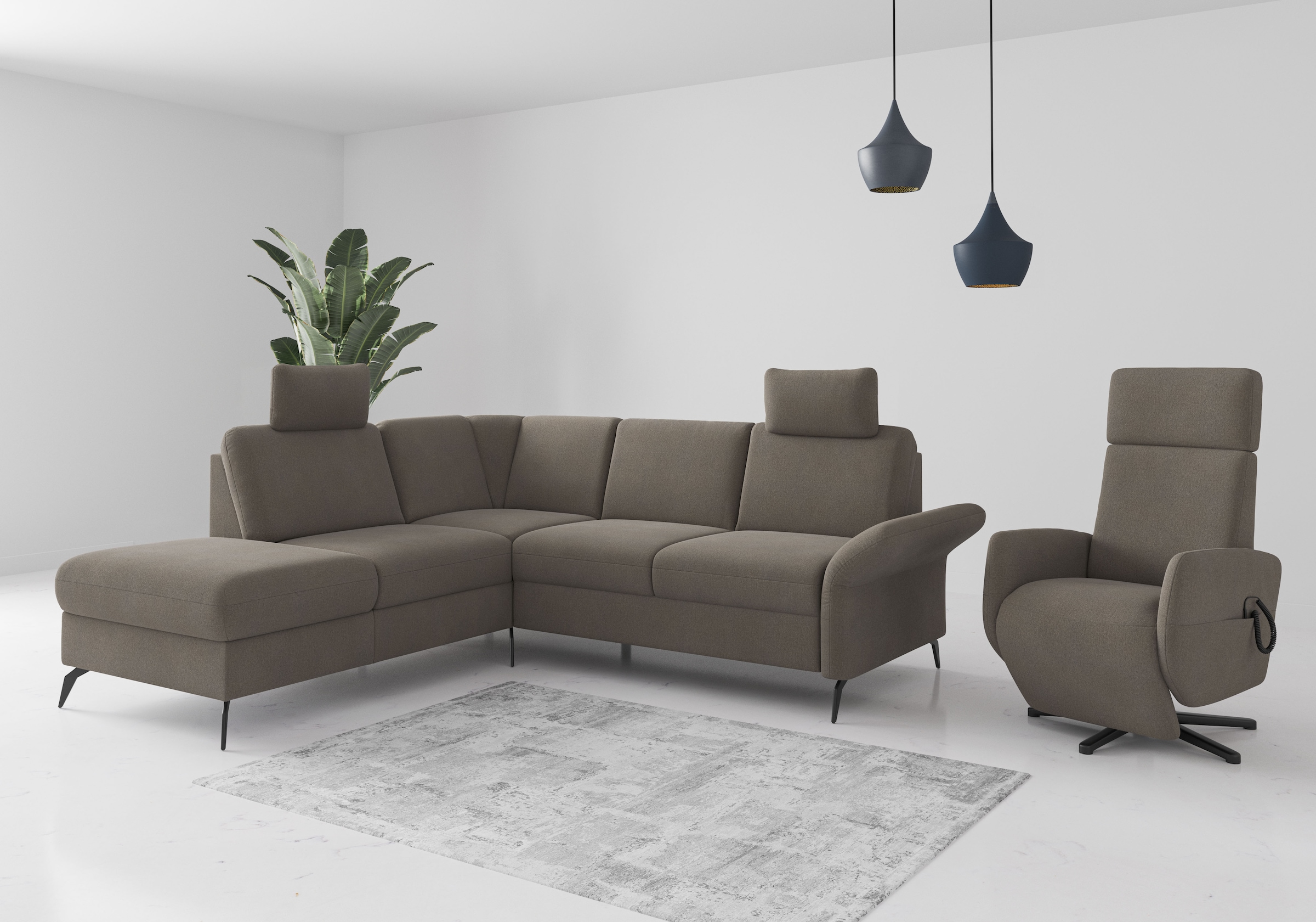 Home affaire Ecksofa »Rochelle«, optional: Armteilverstellung, klappbar, Bettkasen