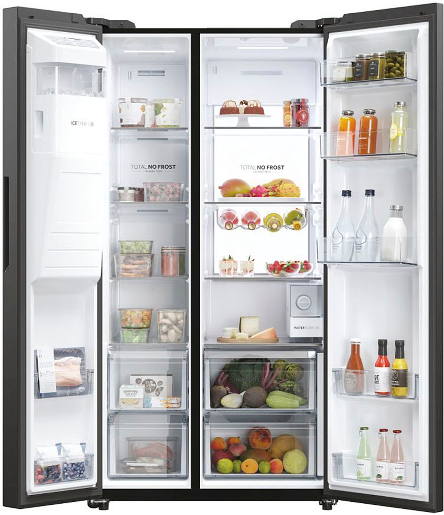 Haier Side-by-Side SBS SERIES 7 »HSW79F18DIPT«, 178 cm hoch, 91 cm breit, Nutzinhalt: 601 Liter, HumidityZone