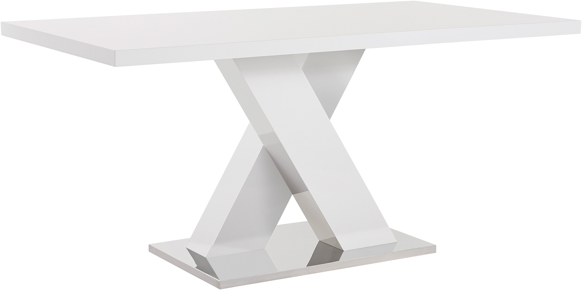 INOSIGN Esstisch »Ali, TOPSELLER! Modernes Design«, (Tisch, Küchentisch), Breite 160 cm, weiß Hochglanz, Bodenplatte aus Metall
