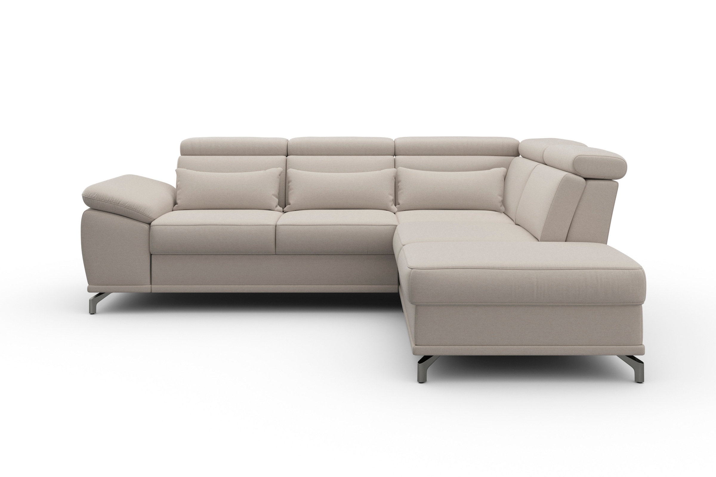 sit&more Ecksofa »Cabrio L-Form, mit Sitztiefenverstellung, Arm- und Kopfteilverstellung«, 3 Nierenkissen, Federkern, optional Bettfunktion und Stauraum